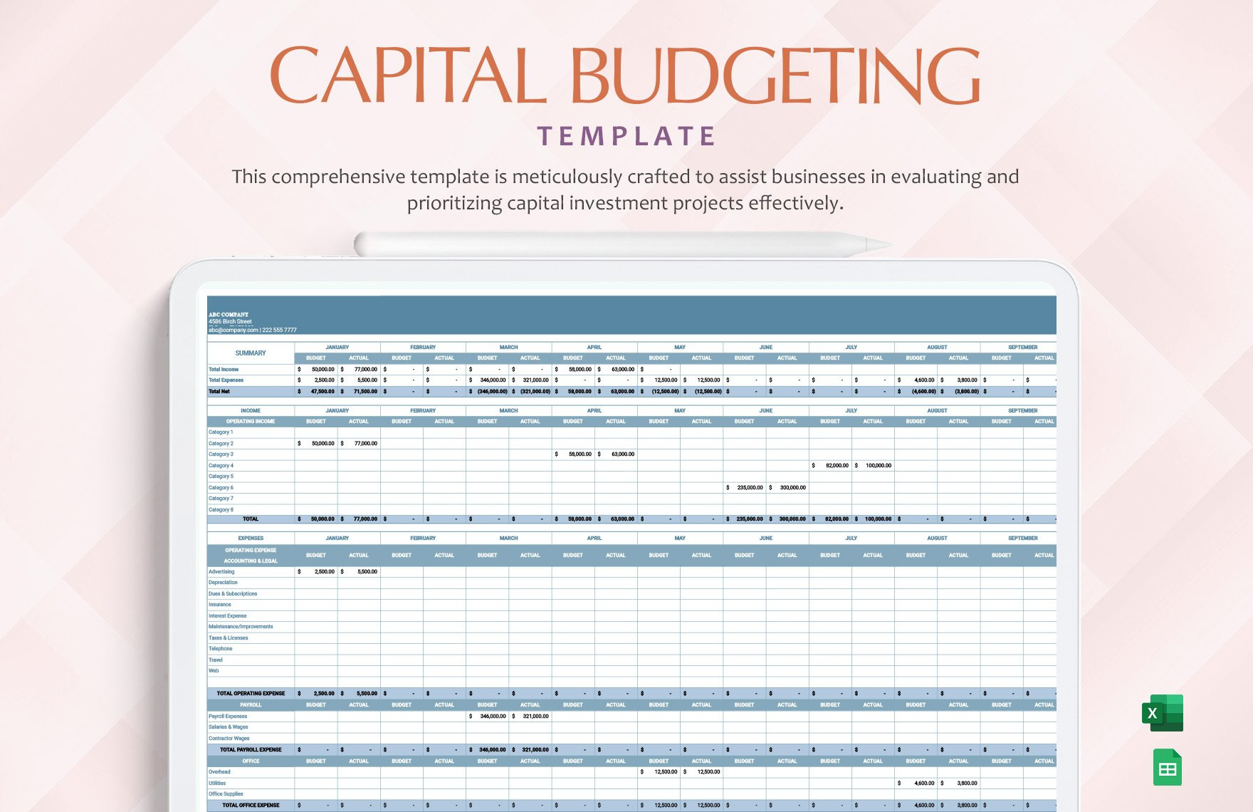sample simple capital budget template sample simple capital budget template