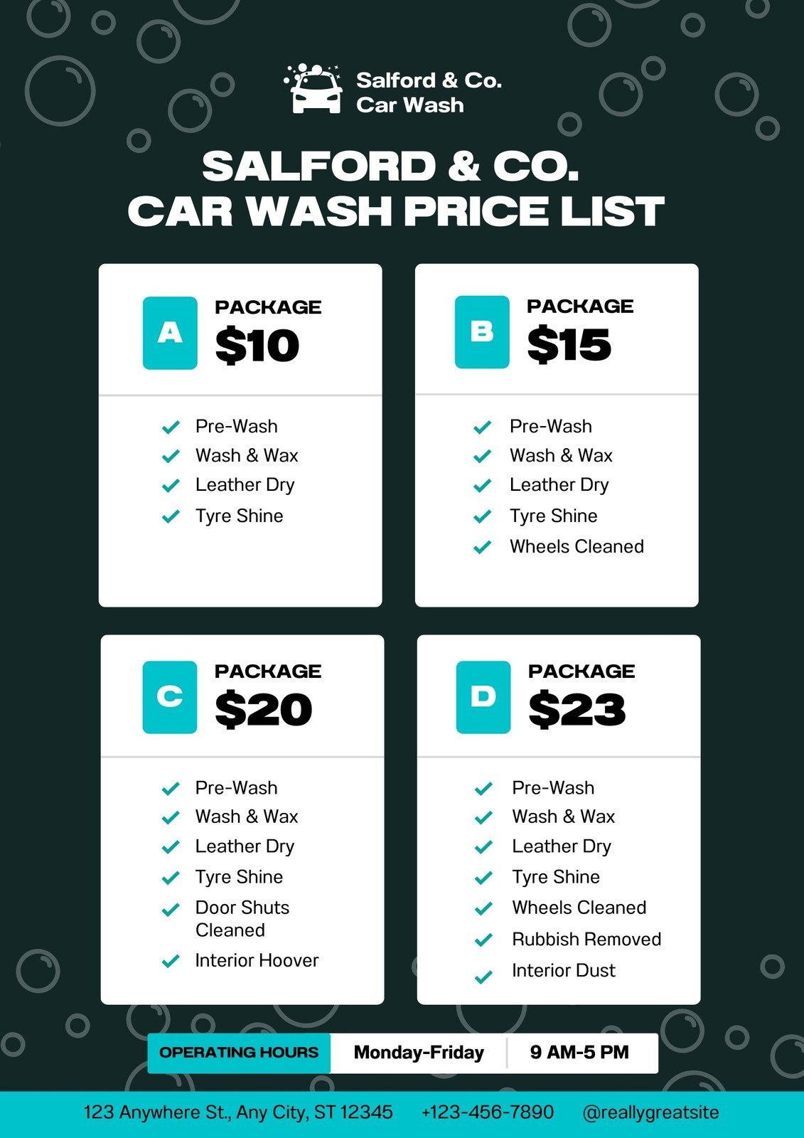sample Car Wash Price List Template sample Car Wash Price List Template