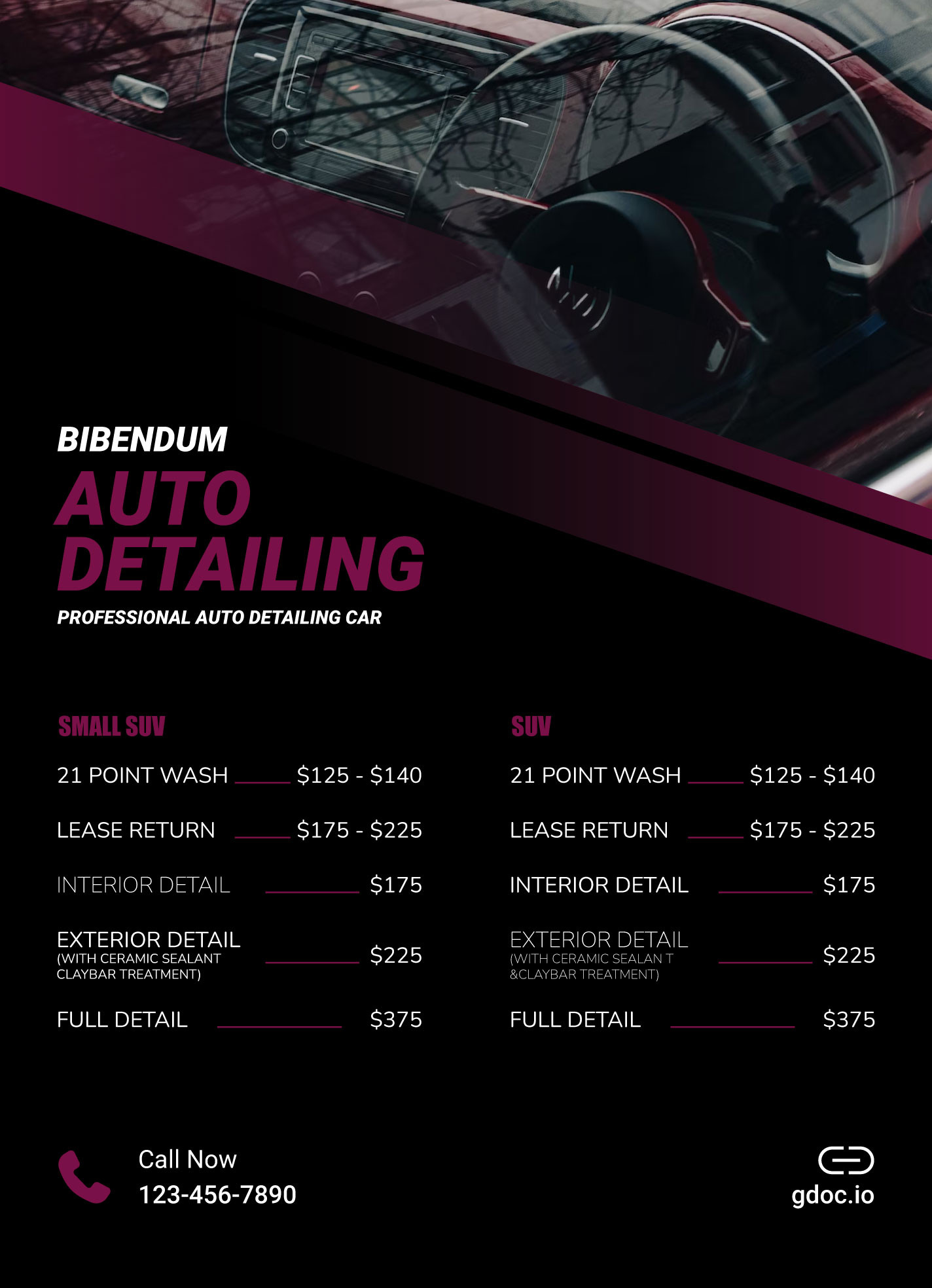 sample Car Wash Price List Template sample Car Wash Price List Template