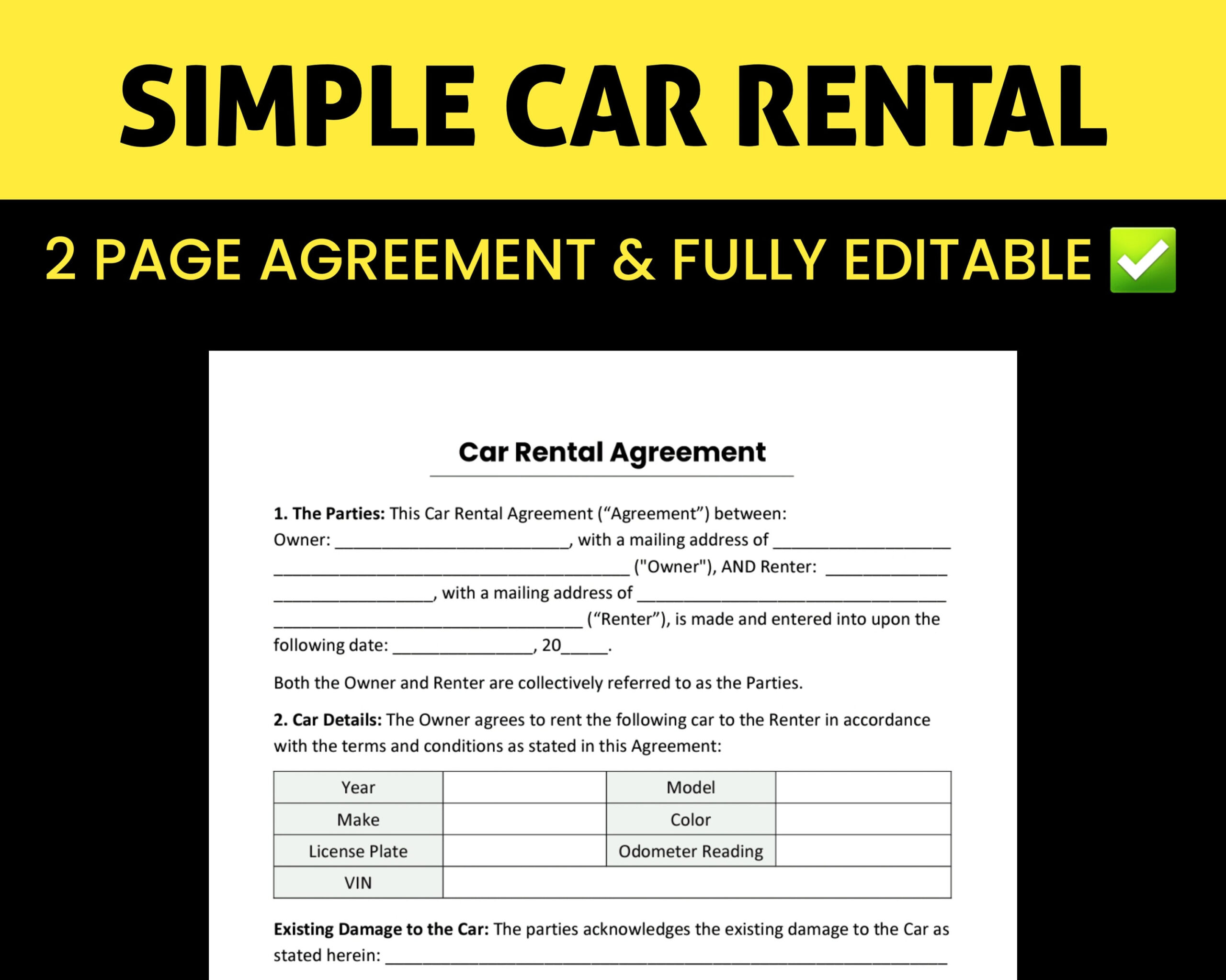 sample car rent agreement template sample car rent agreement template