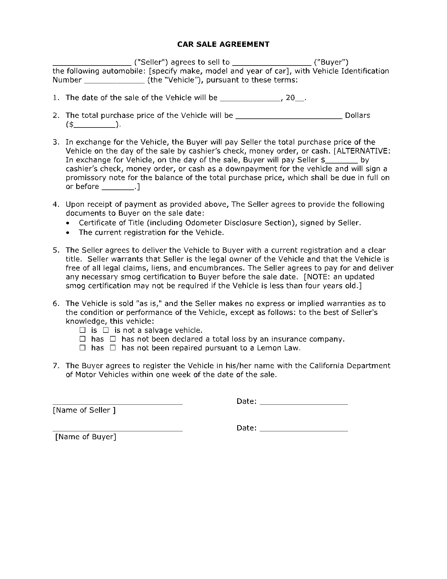 sample private car sales agreement template sample private car sales agreement template