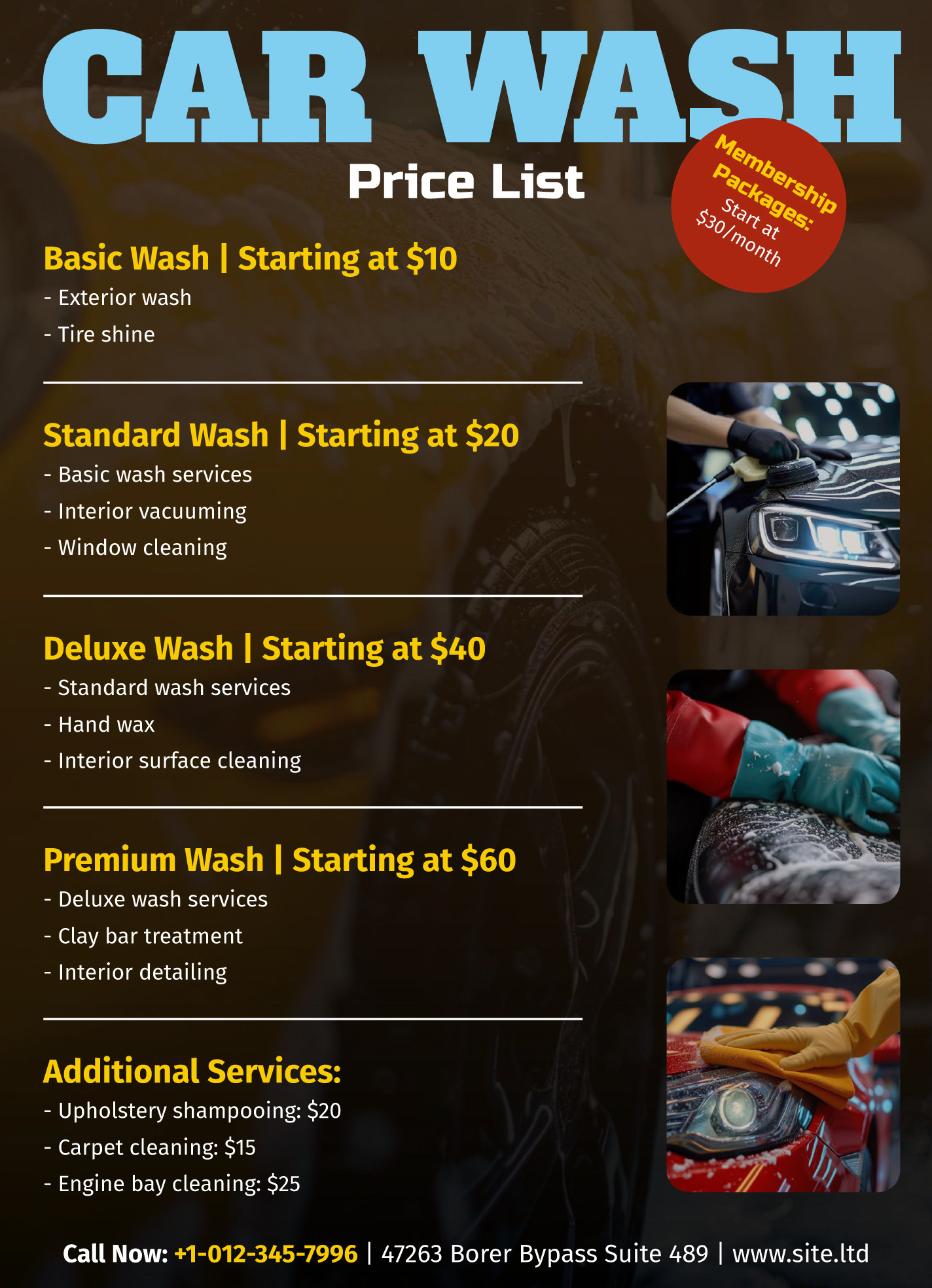 sample Car Wash Price List Template sample Car Wash Price List Template