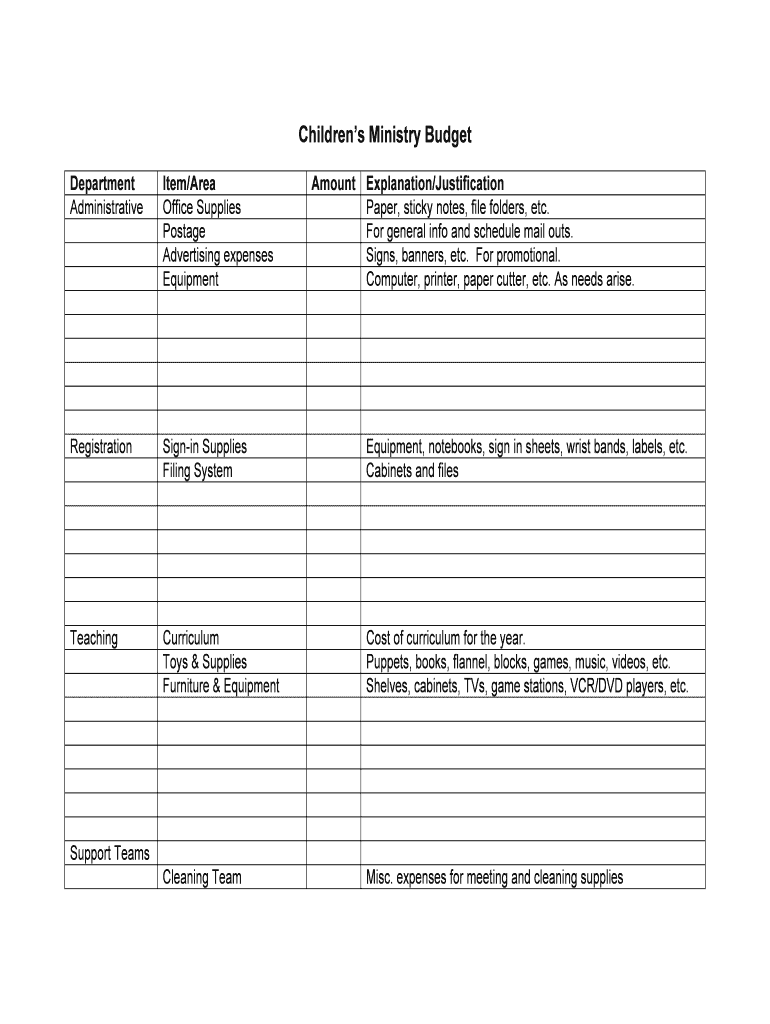 sample ministry budget template sample ministry budget template