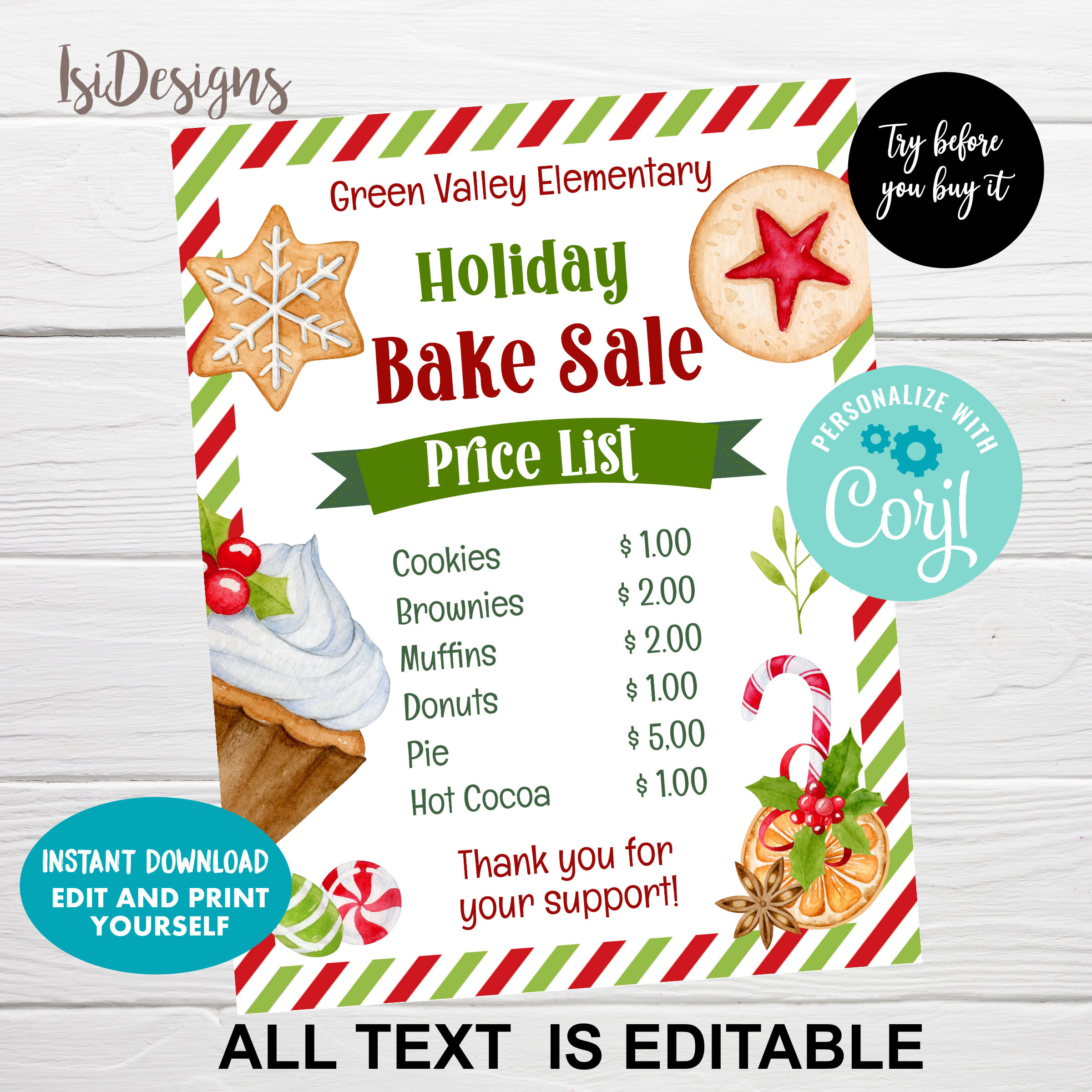 sample Bake Sale Price List Template sample Bake Sale Price List Template