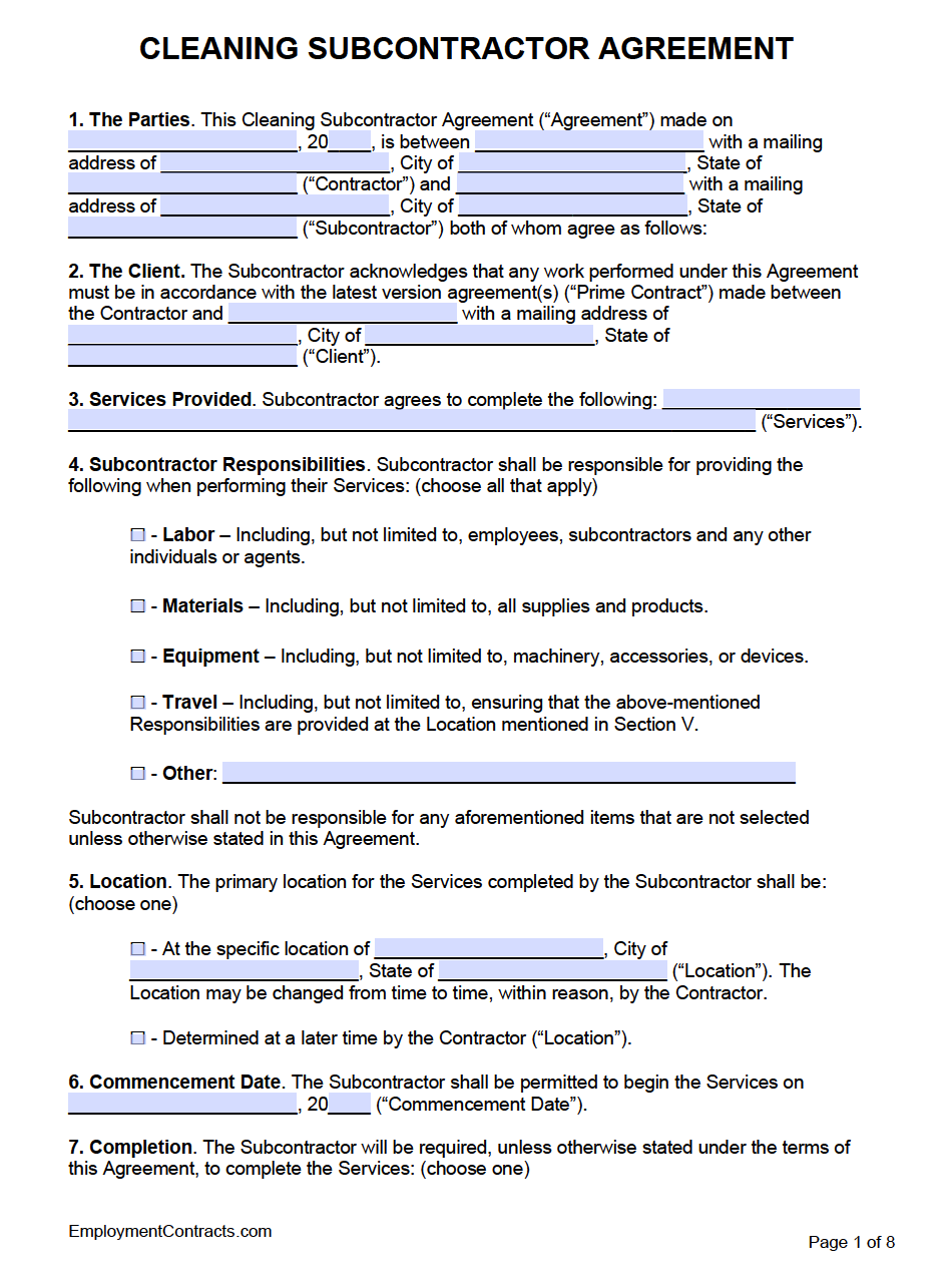 sample cleaning agreement template sample cleaning agreement template