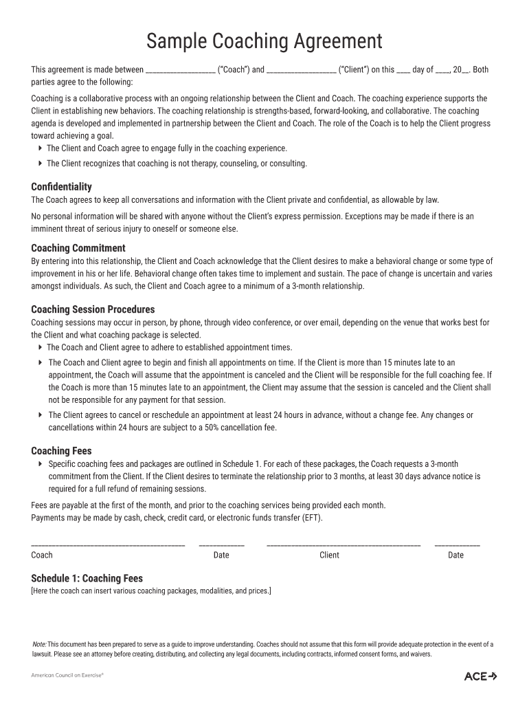 sample coaching agreement template sample coaching agreement template
