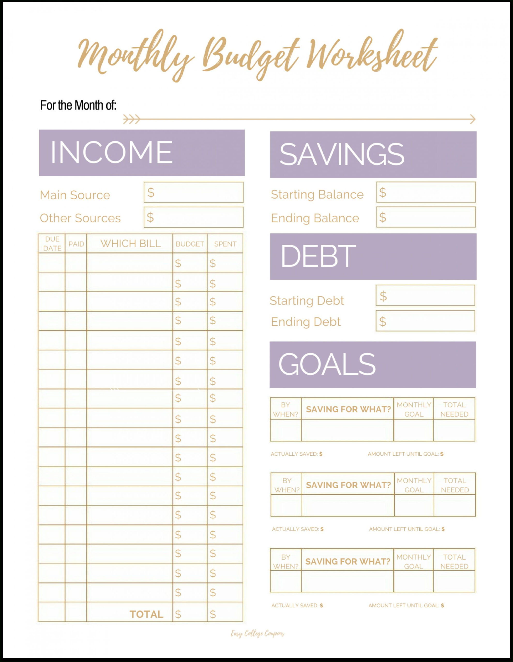 sample college budget template sample college budget template