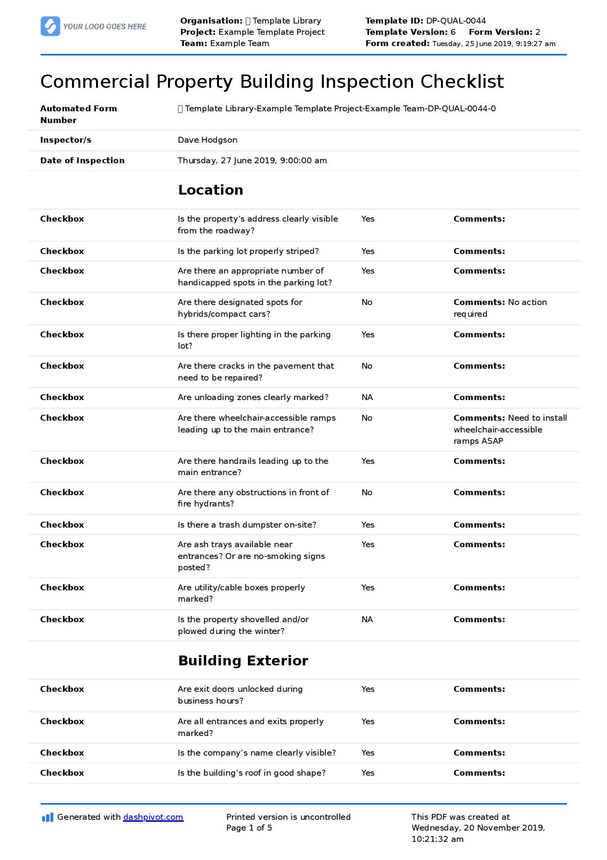 sample building checklist template sample building checklist template