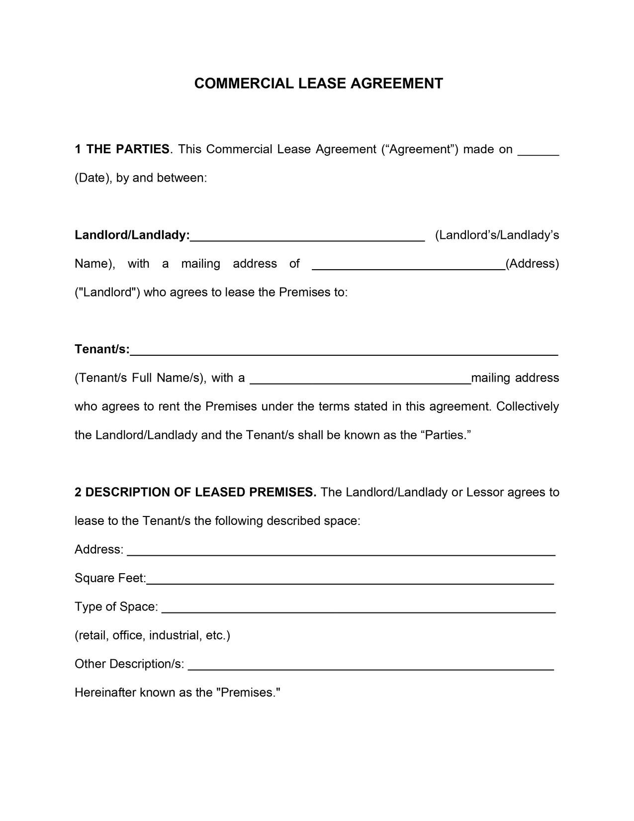 sample commercial rent agreement template sample commercial rent agreement template