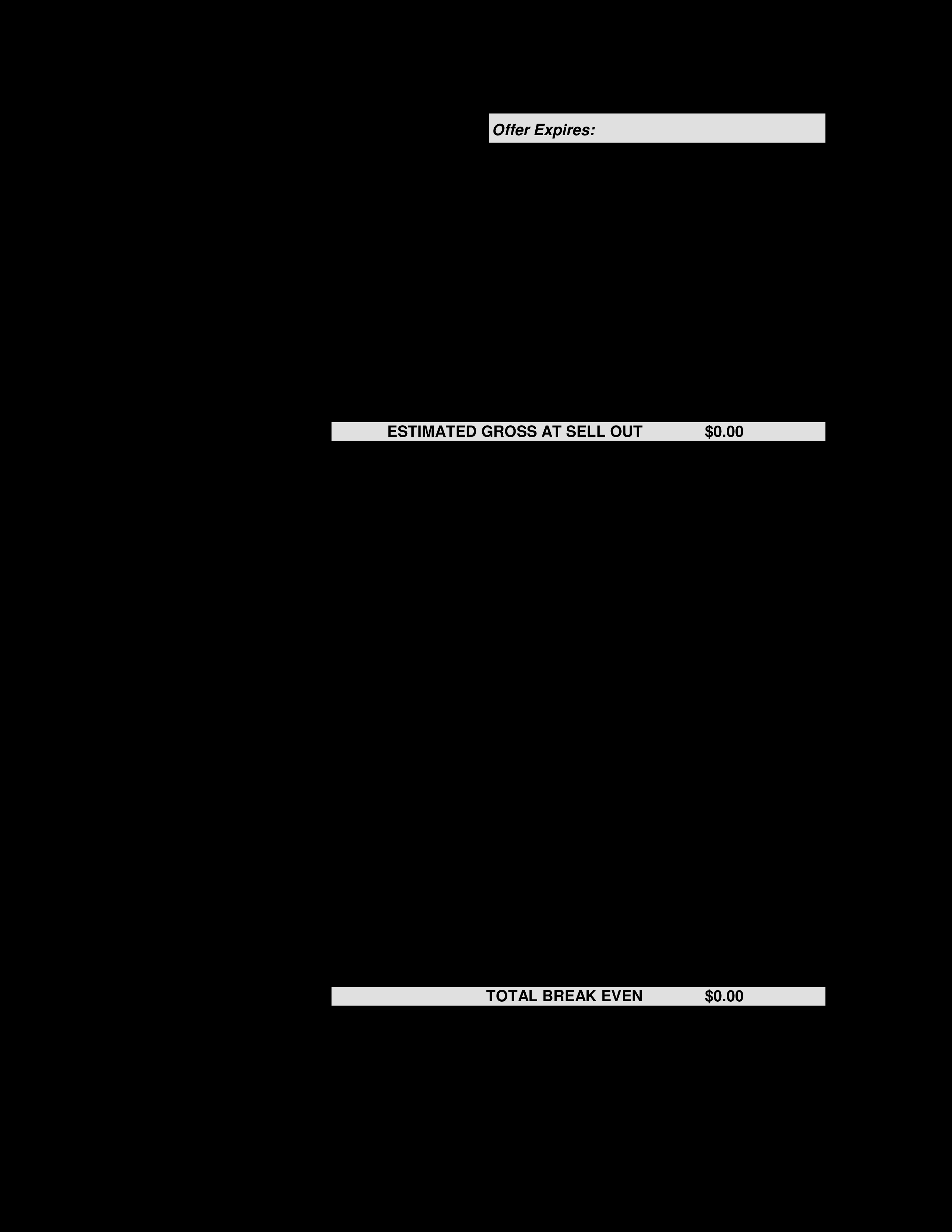 sample music tour budget template sample music tour budget template