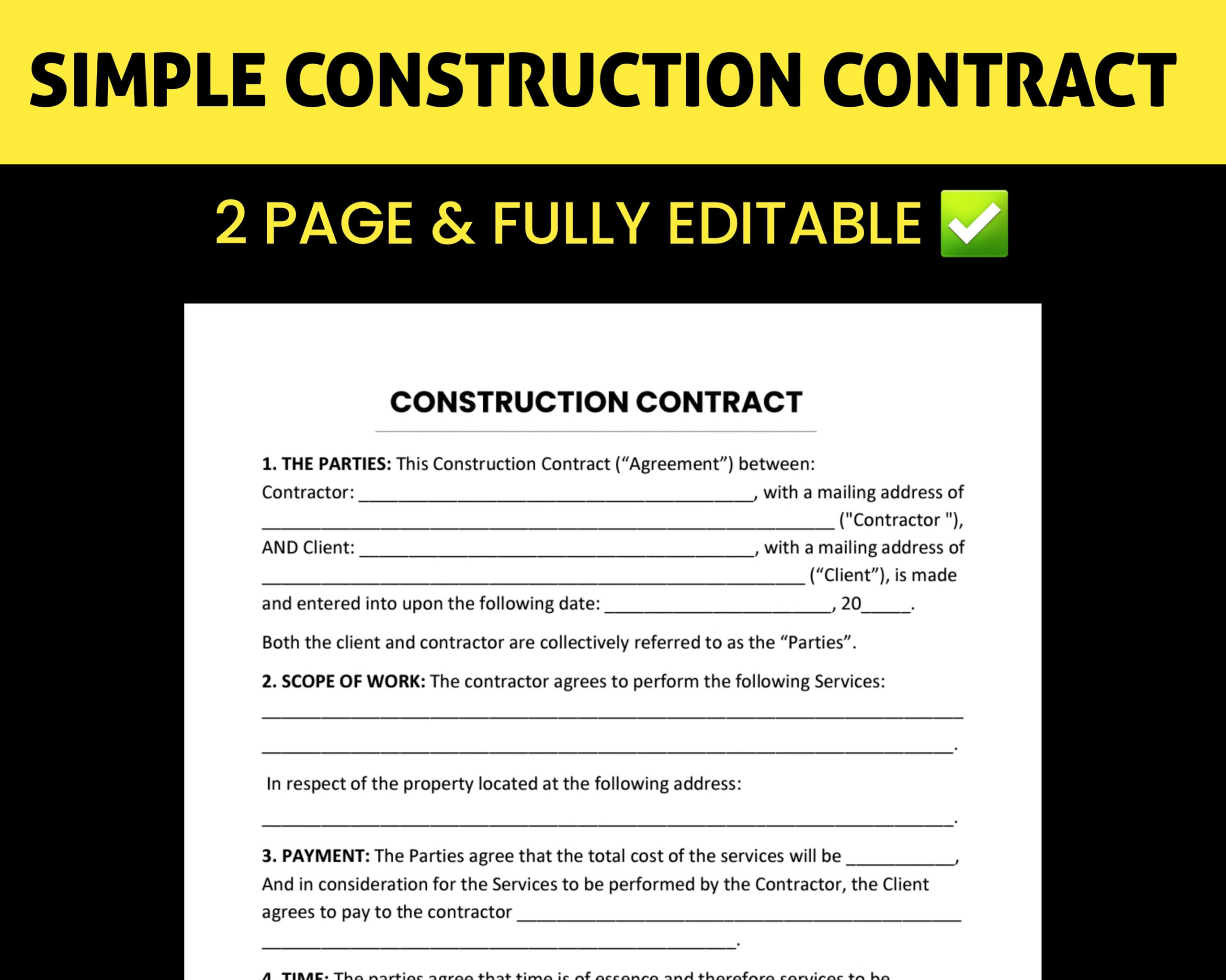 sample construction agreement template sample construction agreement template