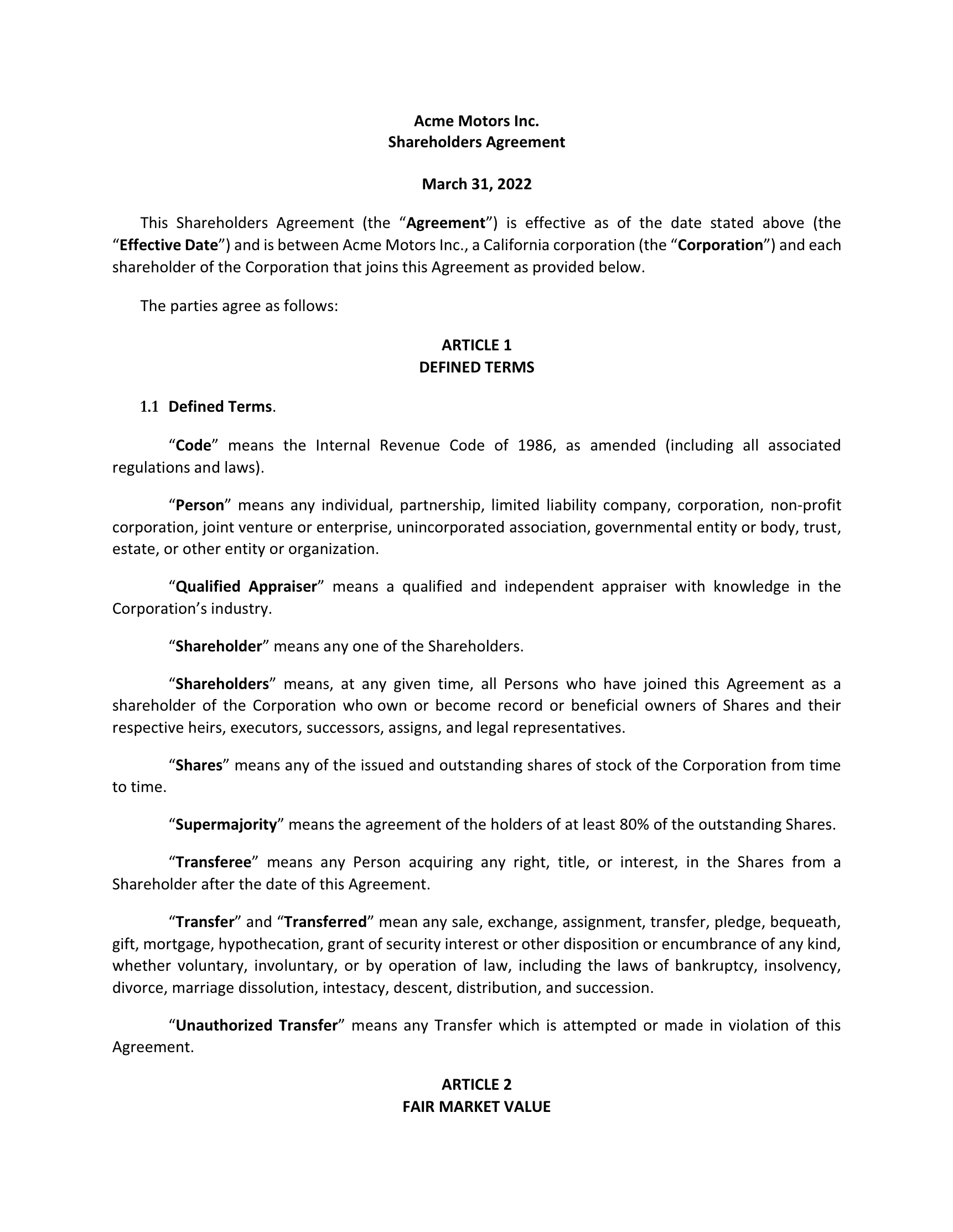 sample Shareholders Agreement Template sample Shareholders Agreement Template
