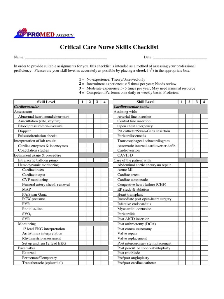 sample nursing skills checklist template sample nursing skills checklist template