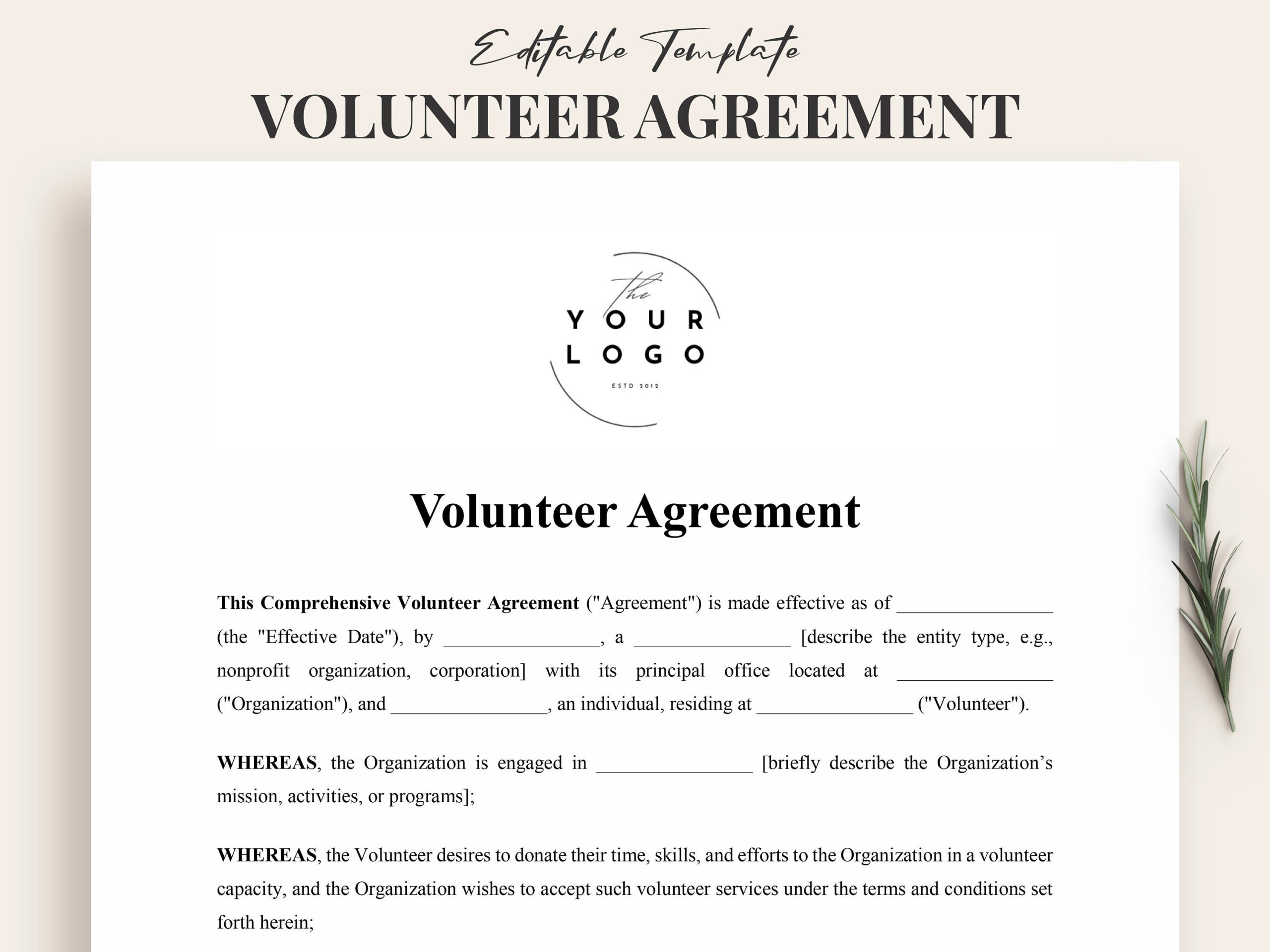sample Volunteer Agreement Template sample Volunteer Agreement Template