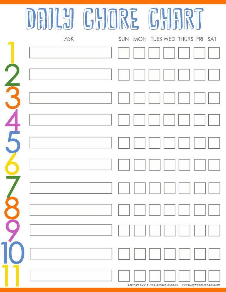 daily chores chart template sample daily chores chart template sample