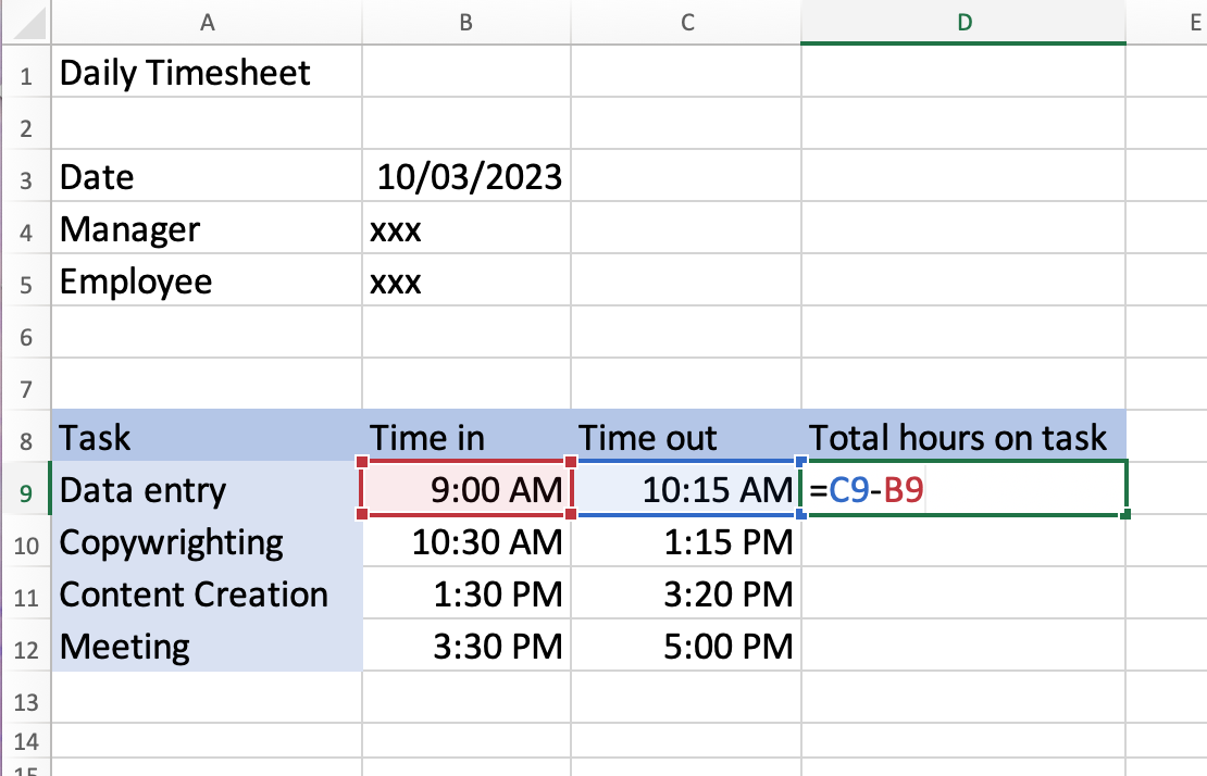sample daily timesheet with tasks template sample daily timesheet with tasks template