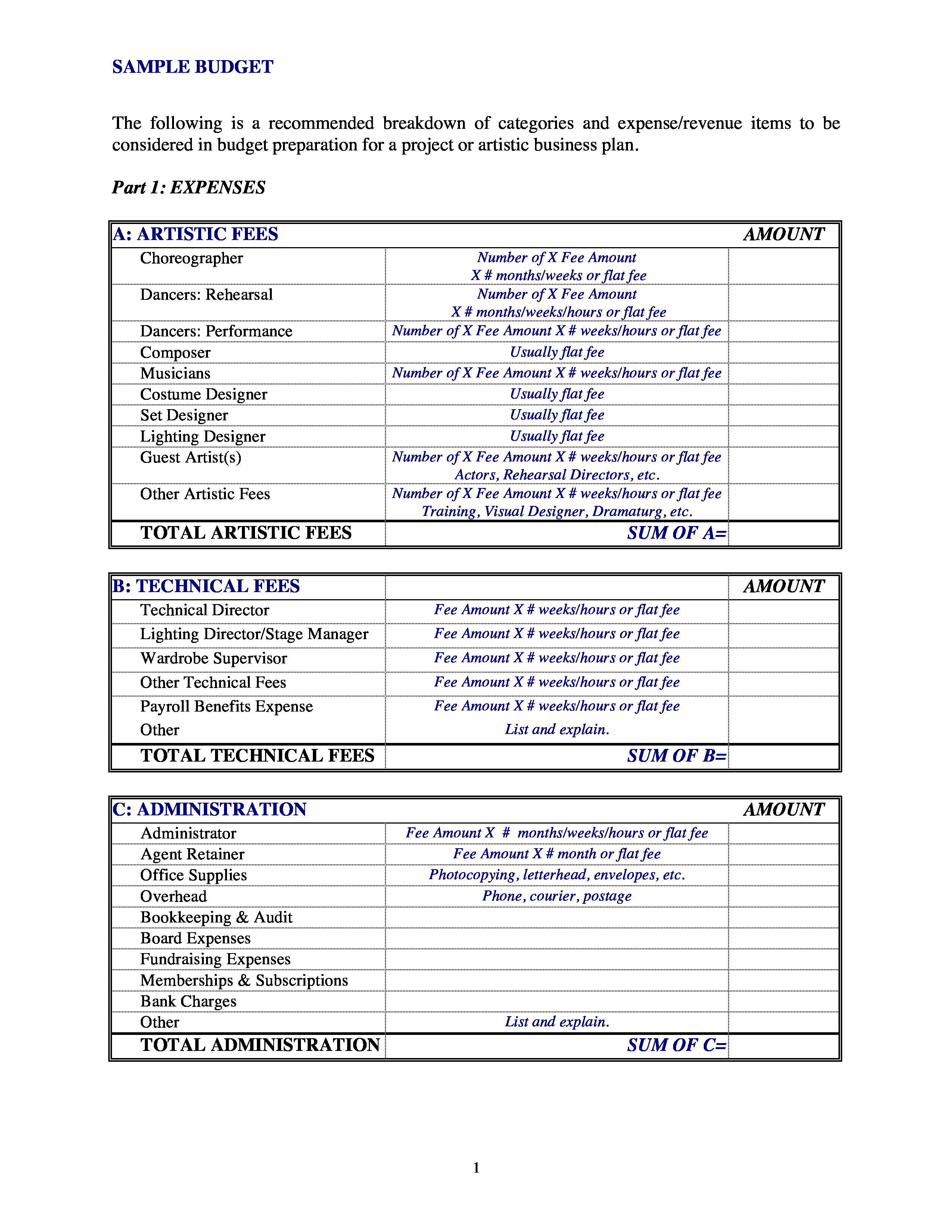 sample dance studio budget template sample dance studio budget template