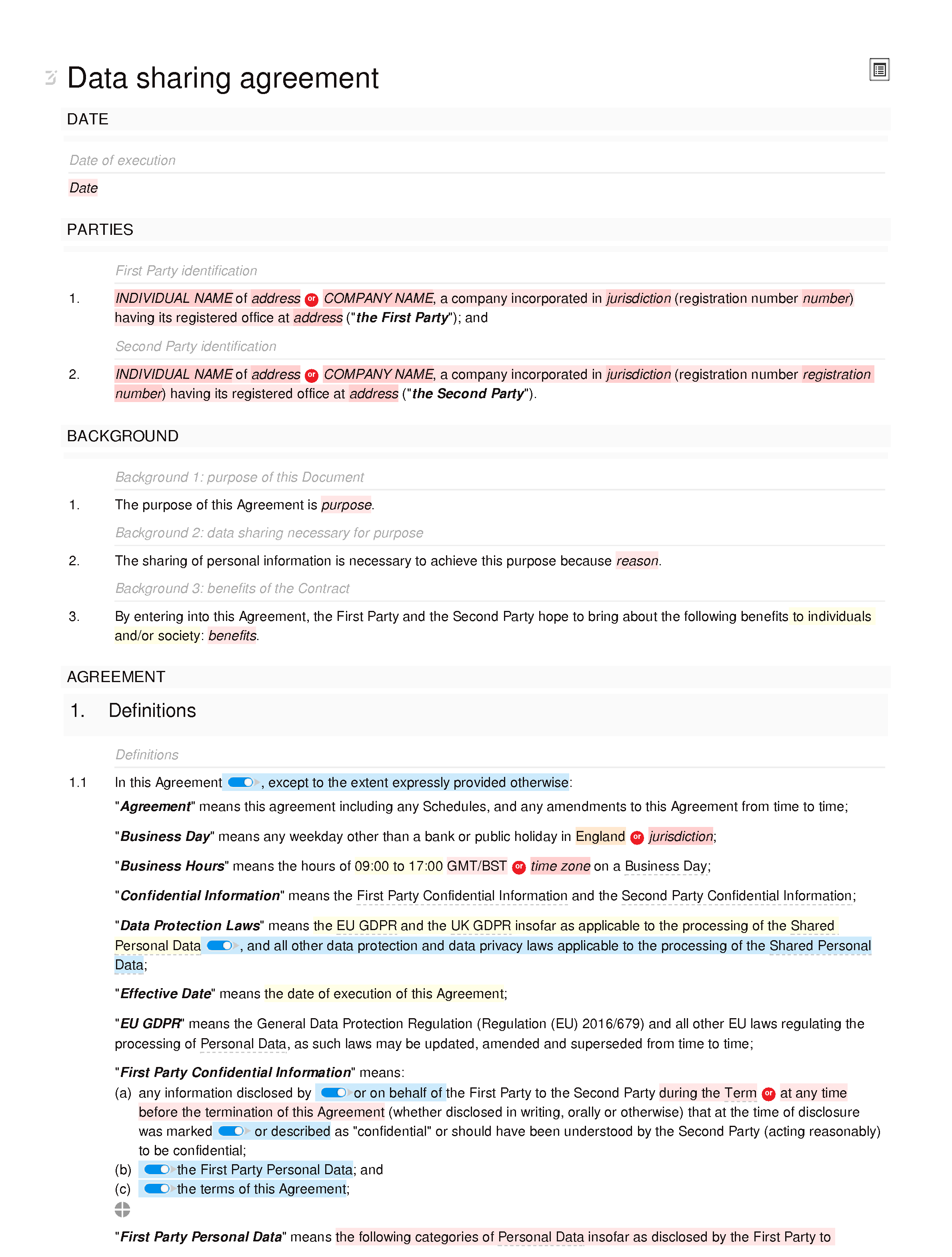 sample data sharing agreement template sample data sharing agreement template