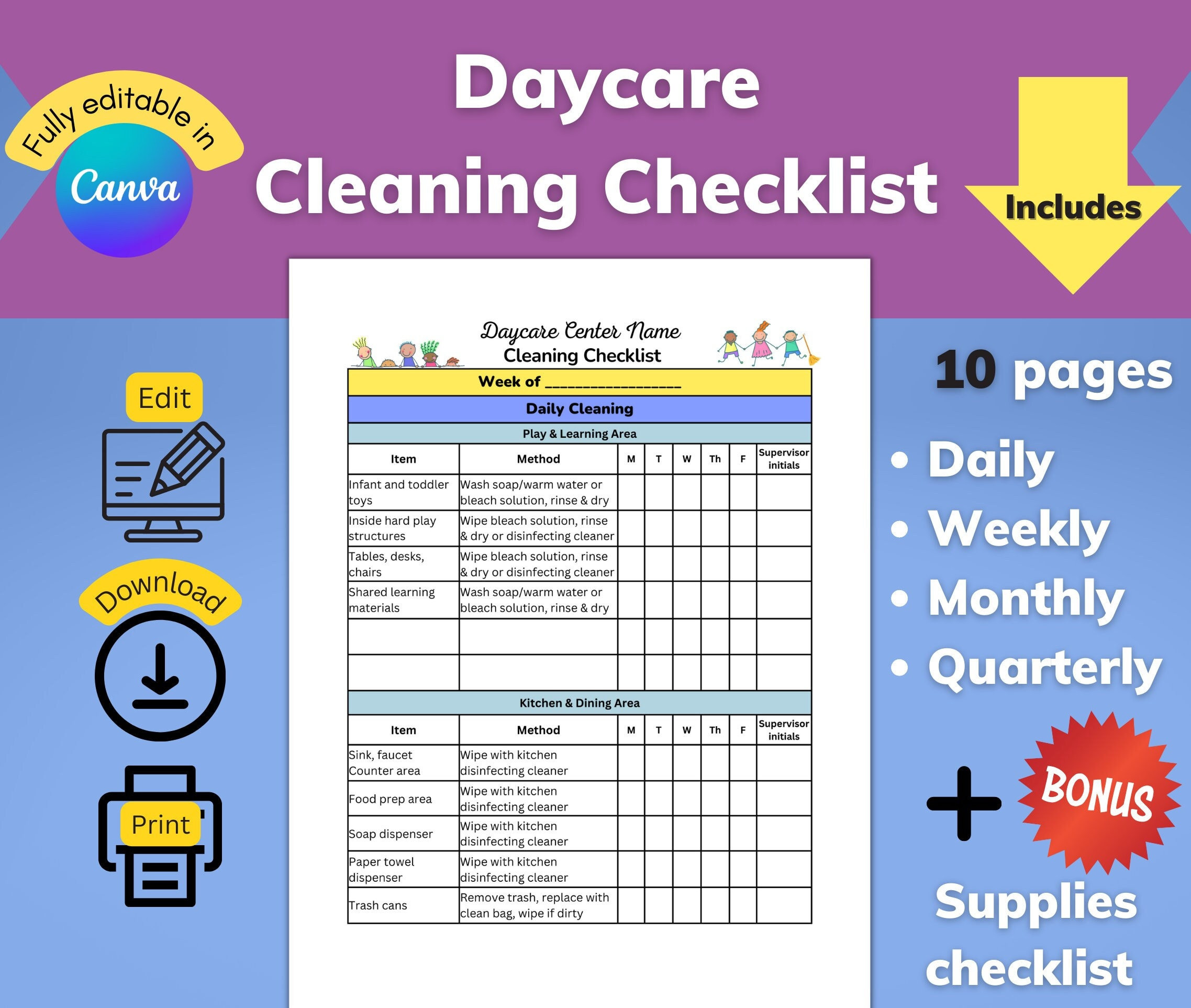 sample daycare cleaning checklist template sample daycare cleaning checklist template