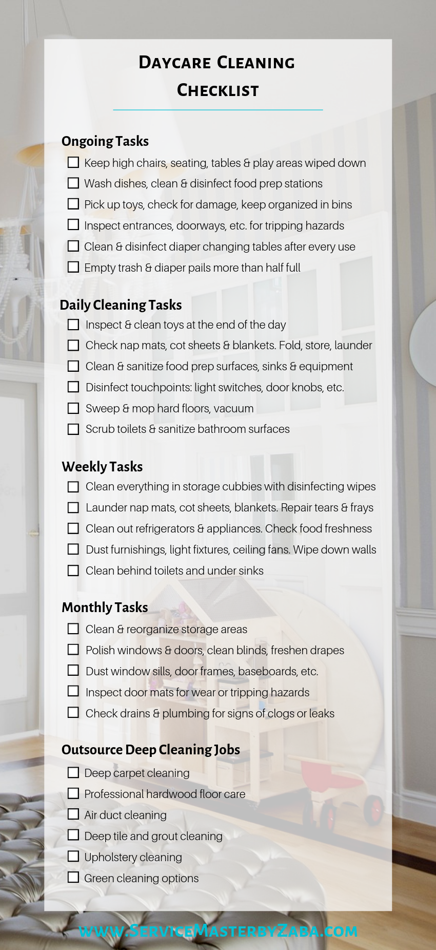 sample daycare cleaning checklist template sample daycare cleaning checklist template