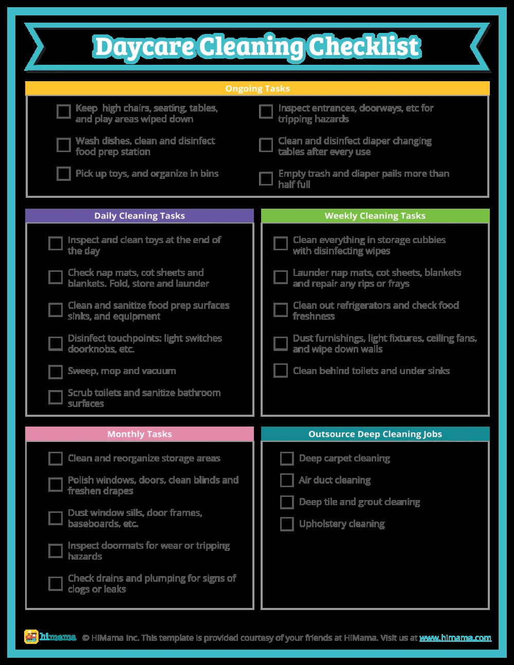 sample daycare cleaning checklist template sample daycare cleaning checklist template