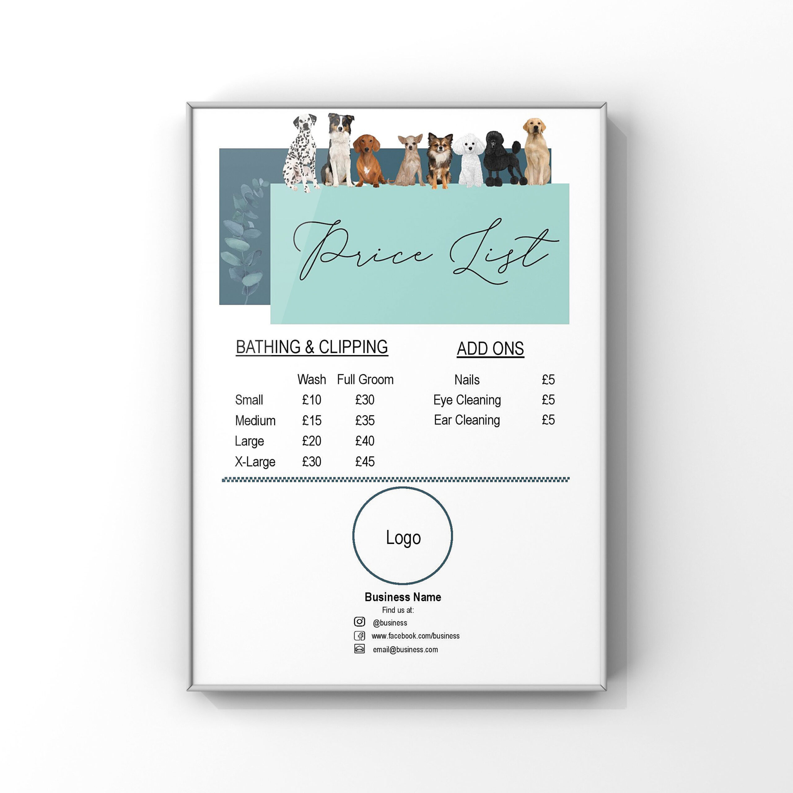 sample Dog Grooming Price List Template sample Dog Grooming Price List Template