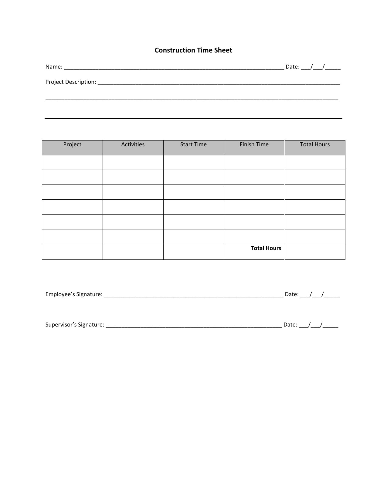 sample construction timesheet template sample construction timesheet template