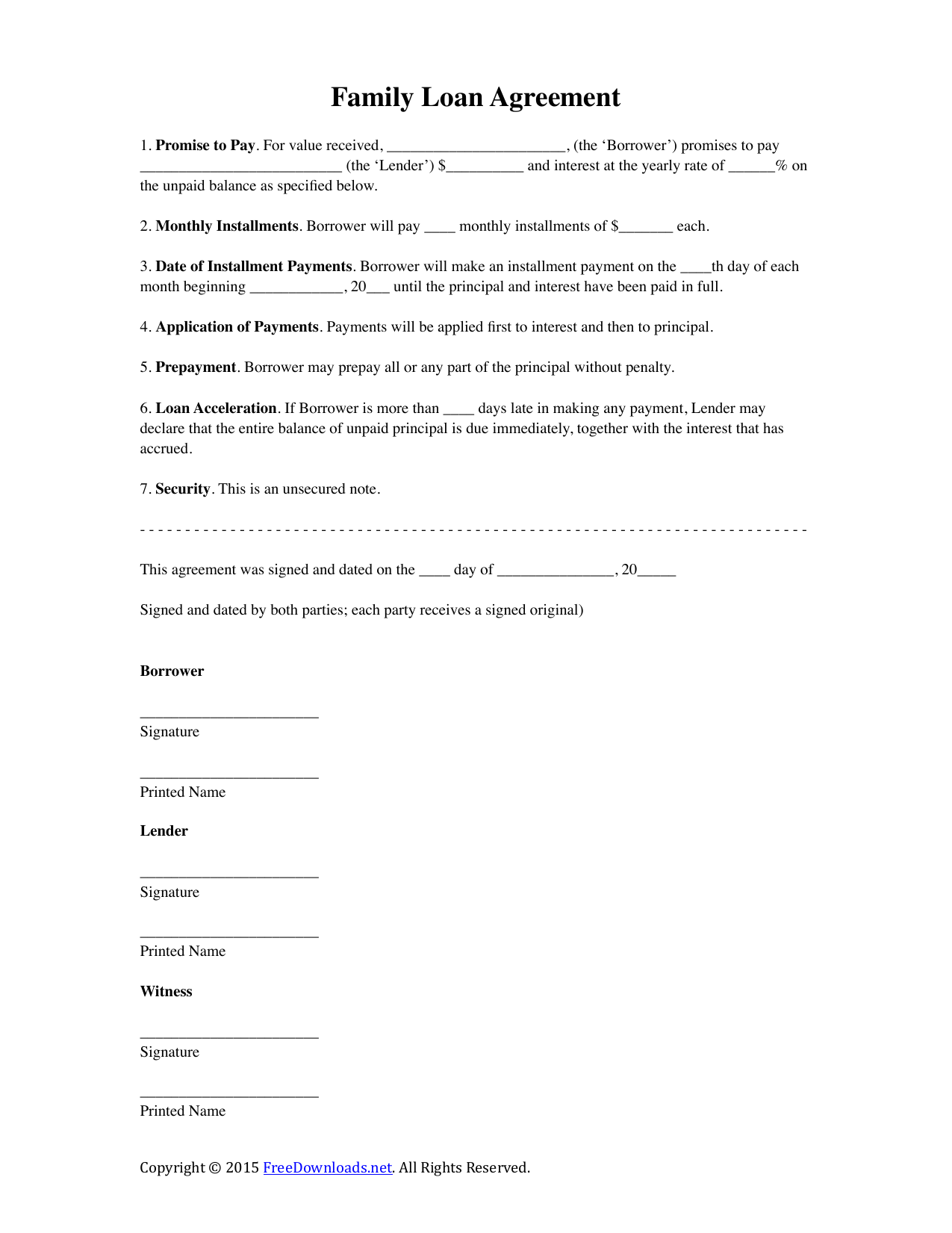 sample family loan agreement template sample family loan agreement template
