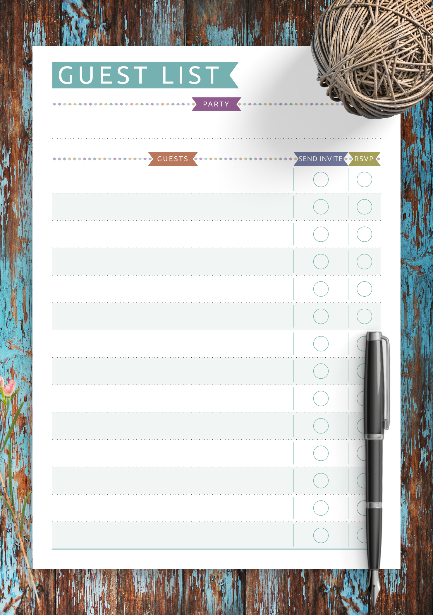 Download Printable Party Guest List - Casual Style PDF Download Printable Party Guest List - Casual Style PDF