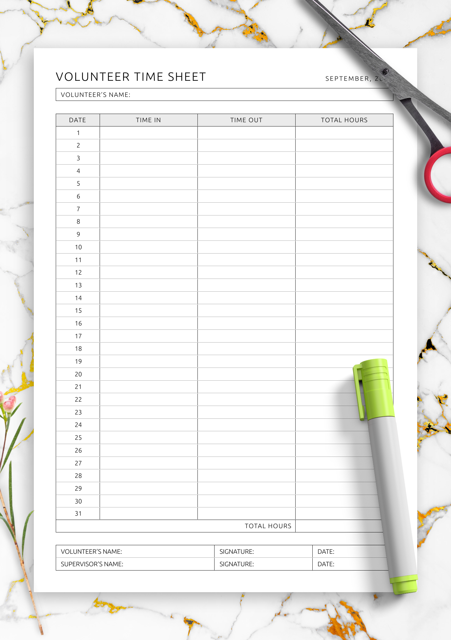 sample volunteer timesheet template sample volunteer timesheet template
