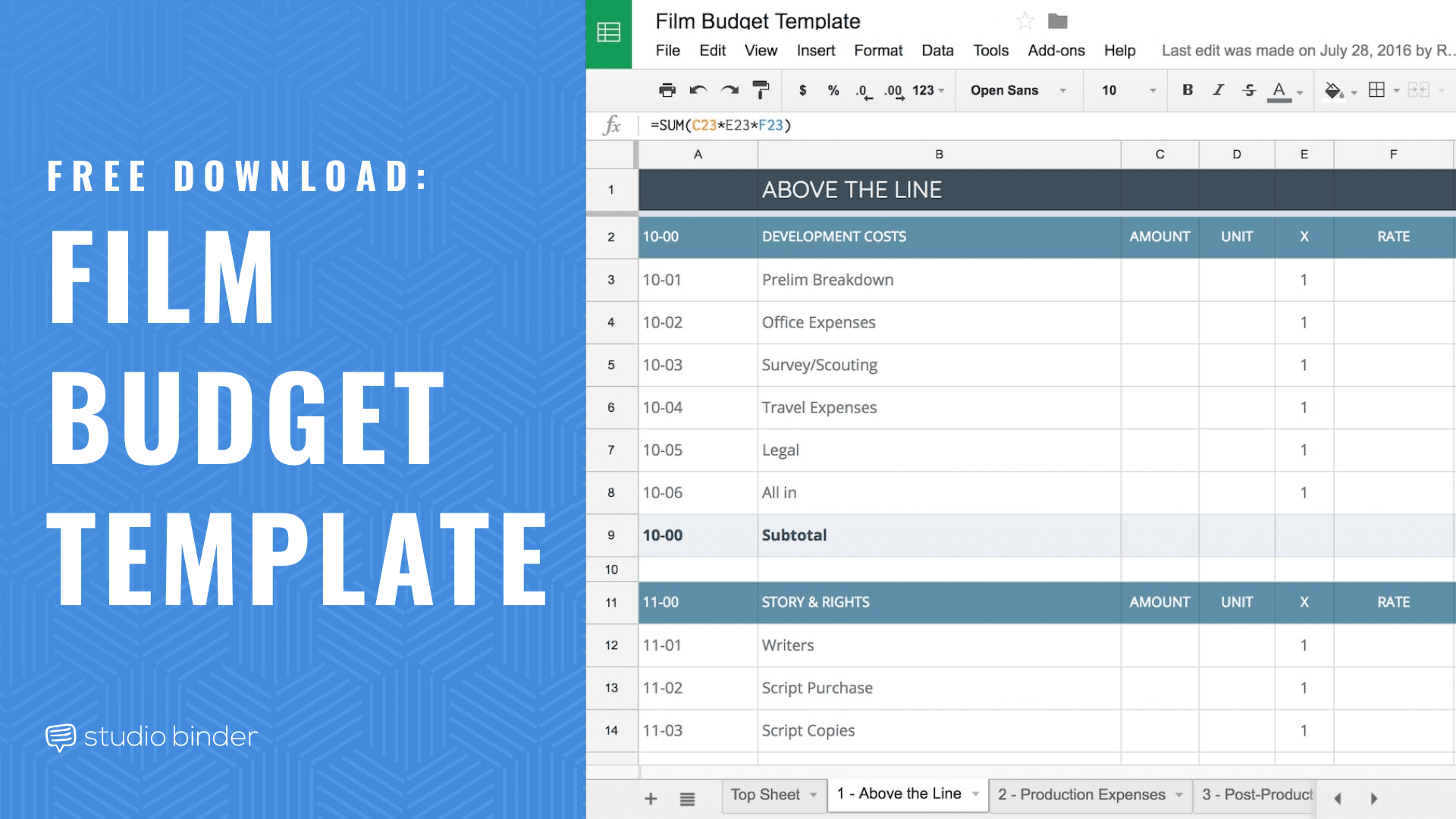 sample film production budget template sample film production budget template