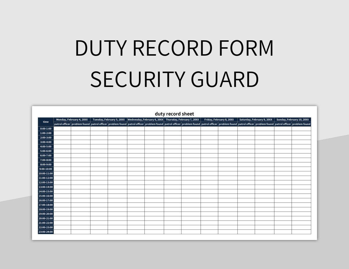 sample security guard timesheet template sample security guard timesheet template