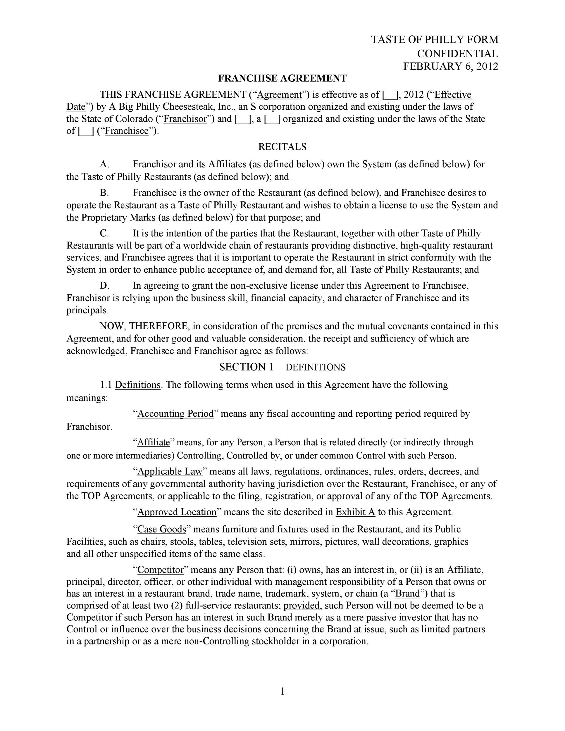 sample franchise agreement template sample franchise agreement template