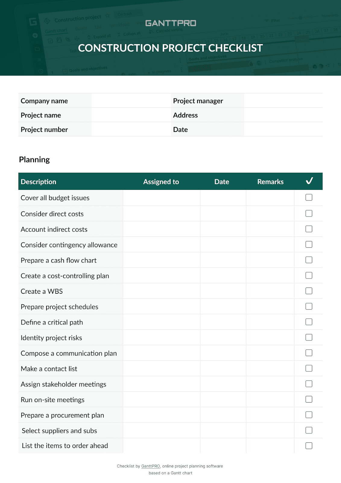 sample project checklist template sample project checklist template