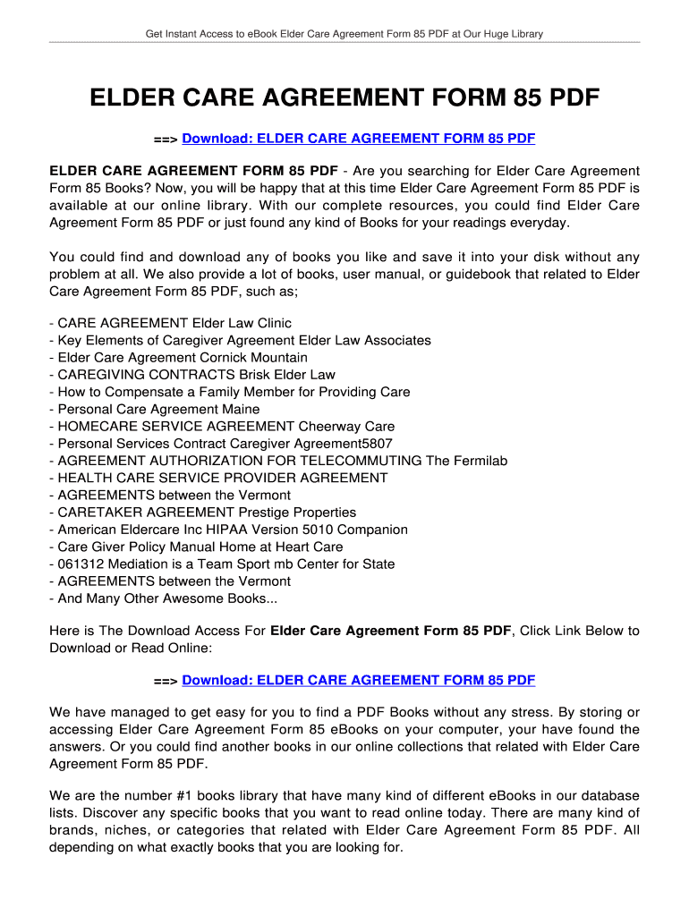sample caregiver agreement template sample caregiver agreement template