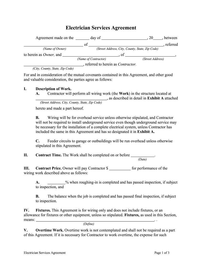 sample electrical contract agreement template sample electrical contract agreement template