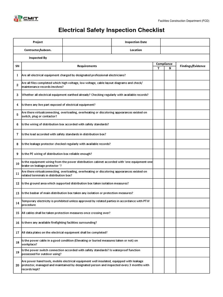 sample residential electrical inspection checklist template sample residential electrical inspection checklist template