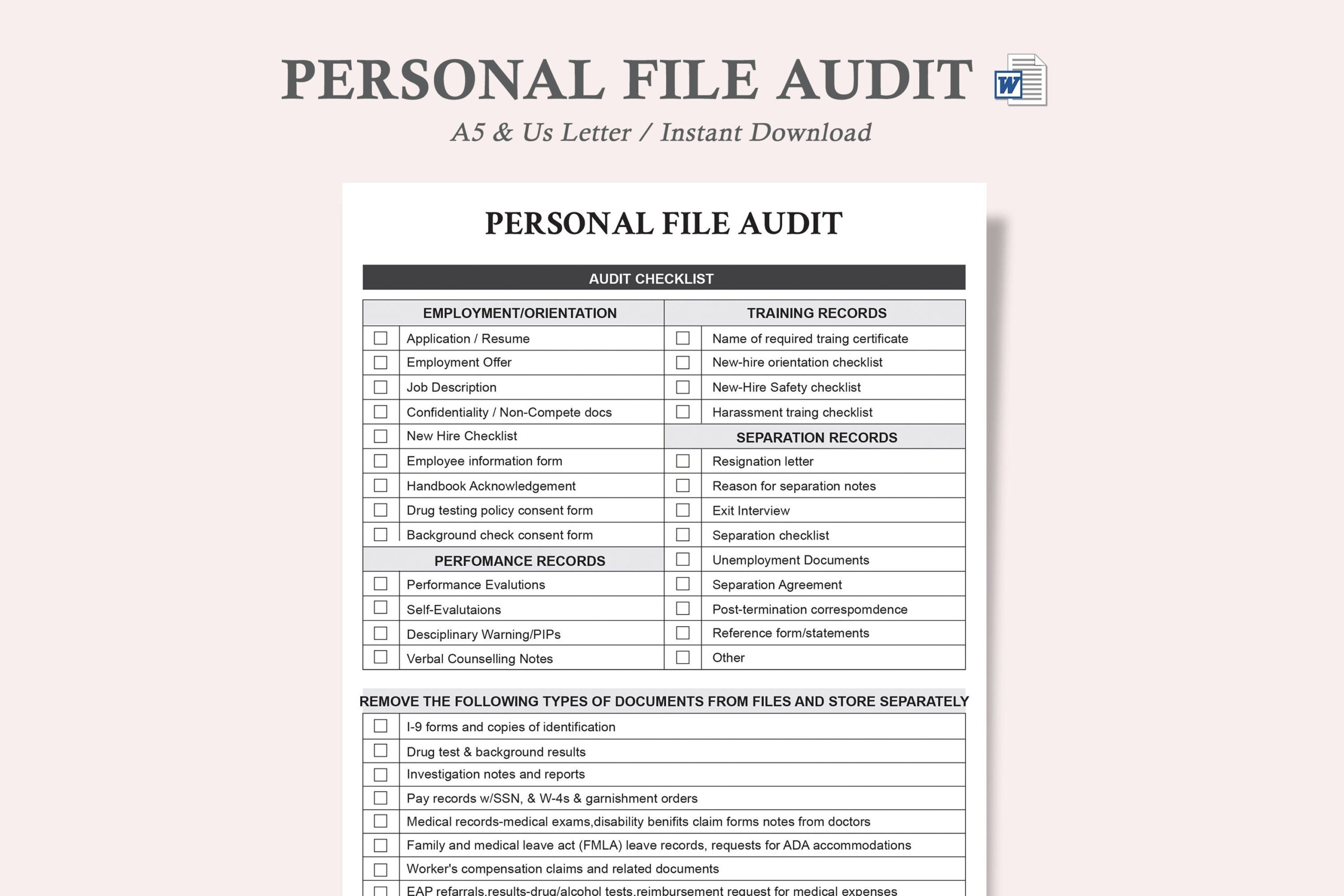 sample employee files checklist template sample employee files checklist template