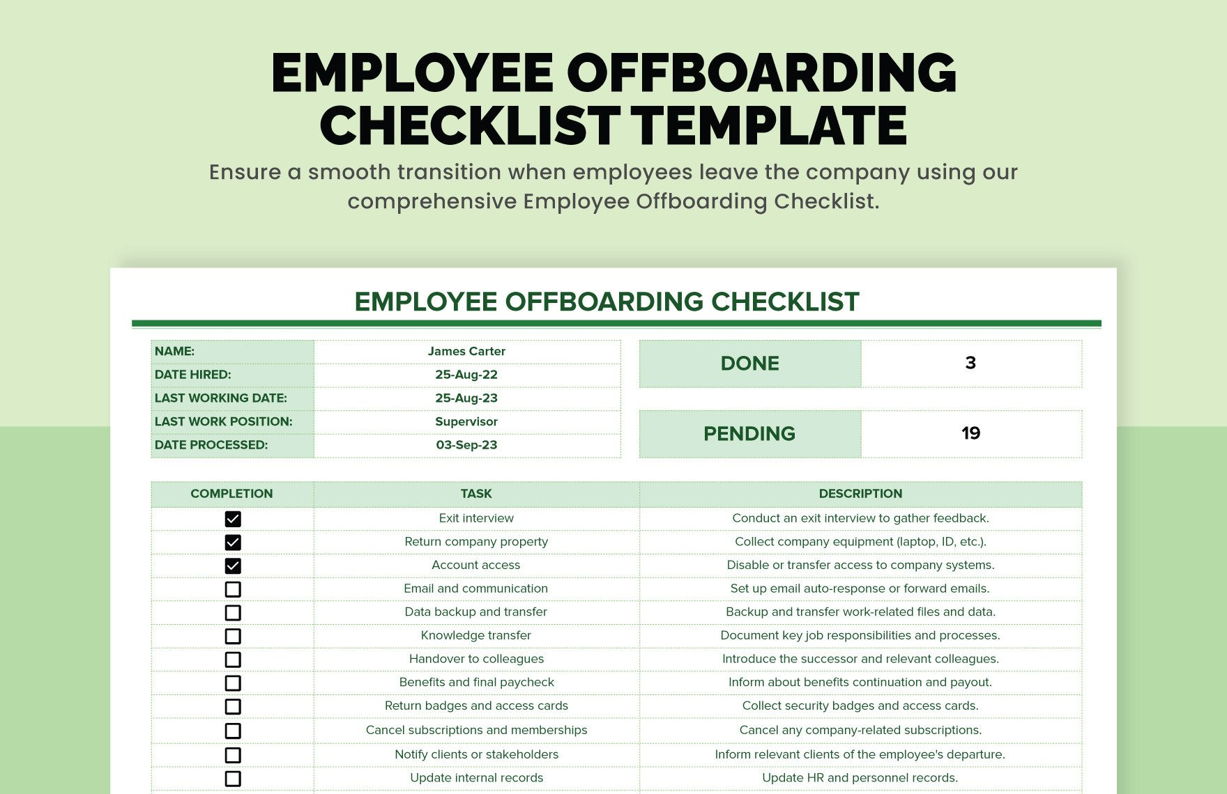 Employee Offboarding Checklist Template in Excel, Google Sheets Employee Offboarding Checklist Template in Excel, Google Sheets