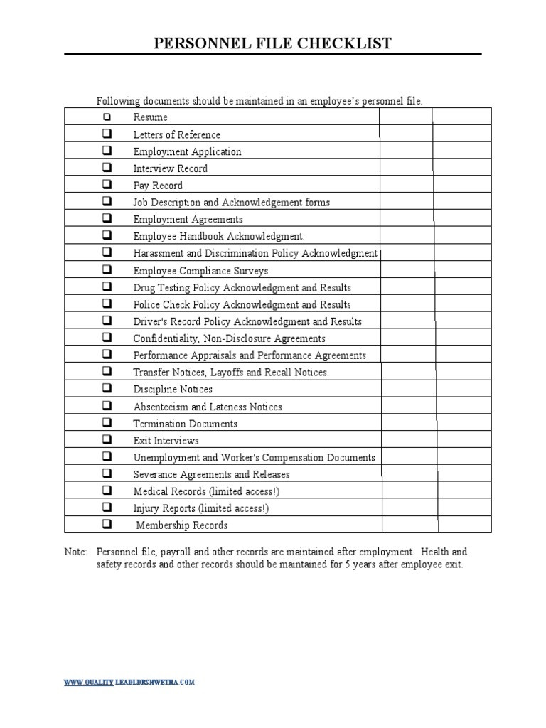 sample employee files checklist template sample employee files checklist template