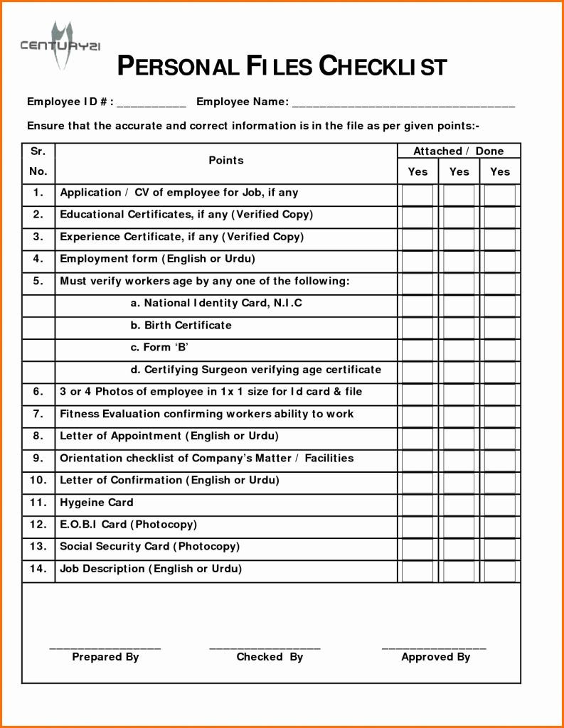 sample employee files checklist template sample employee files checklist template