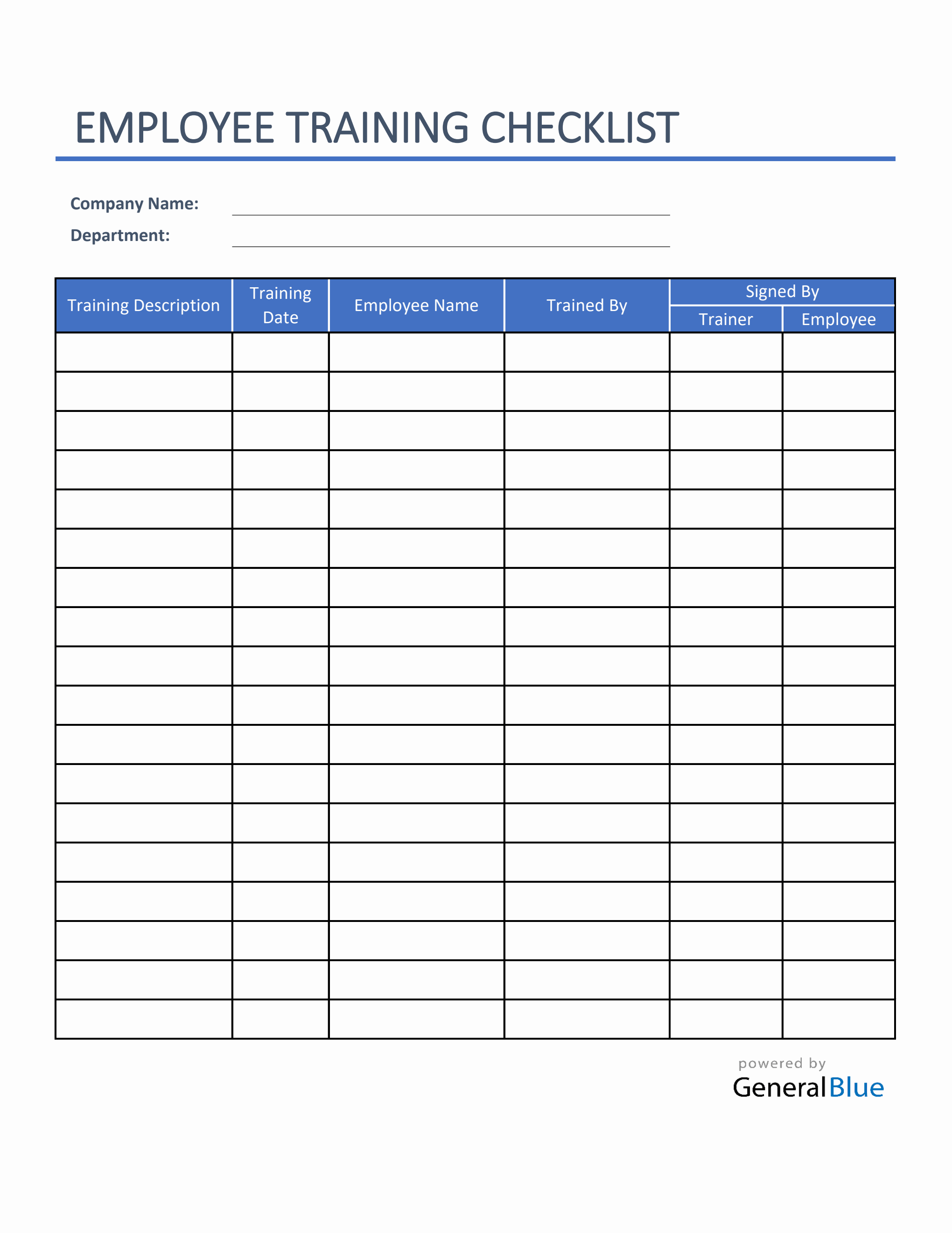 sample new employee training checklist template sample new employee training checklist template