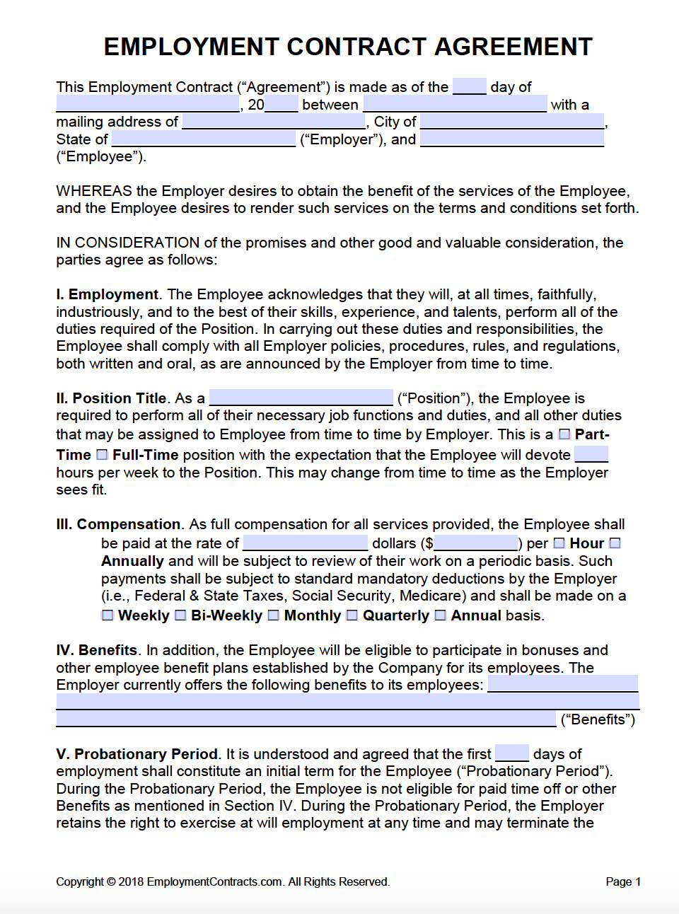 sample employment agreement template sample employment agreement template