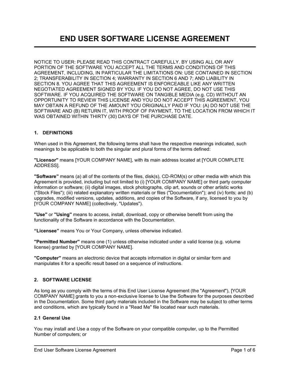 sample Software License Agreement Template sample Software License Agreement Template