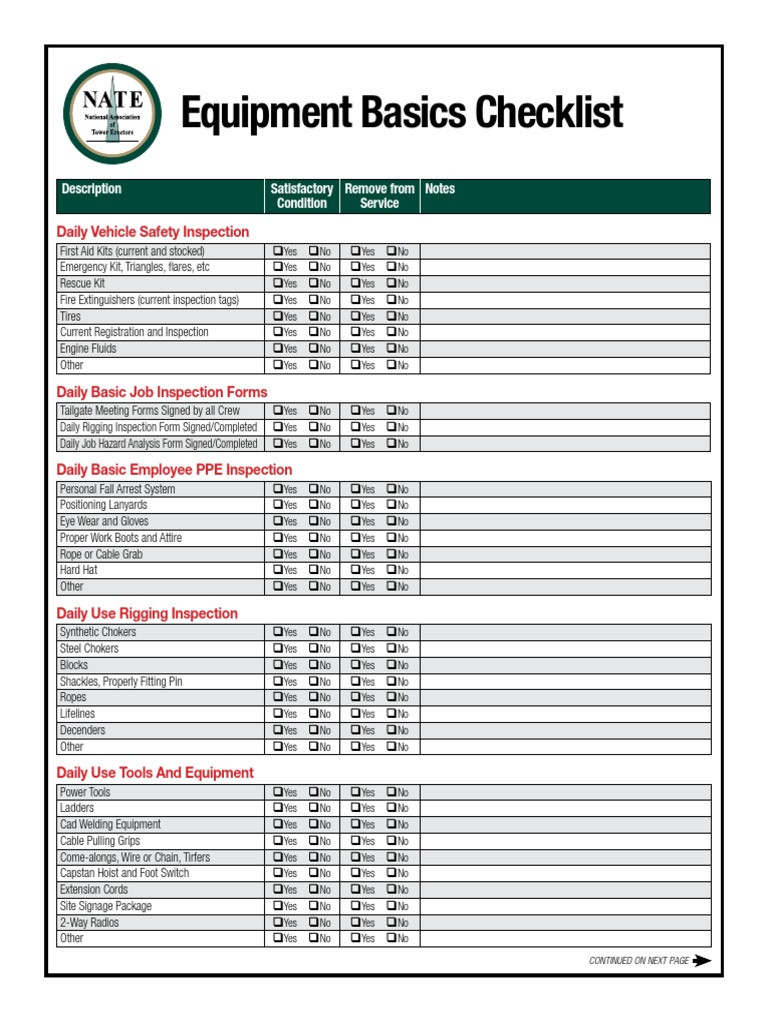 sample equipment checklist template sample equipment checklist template