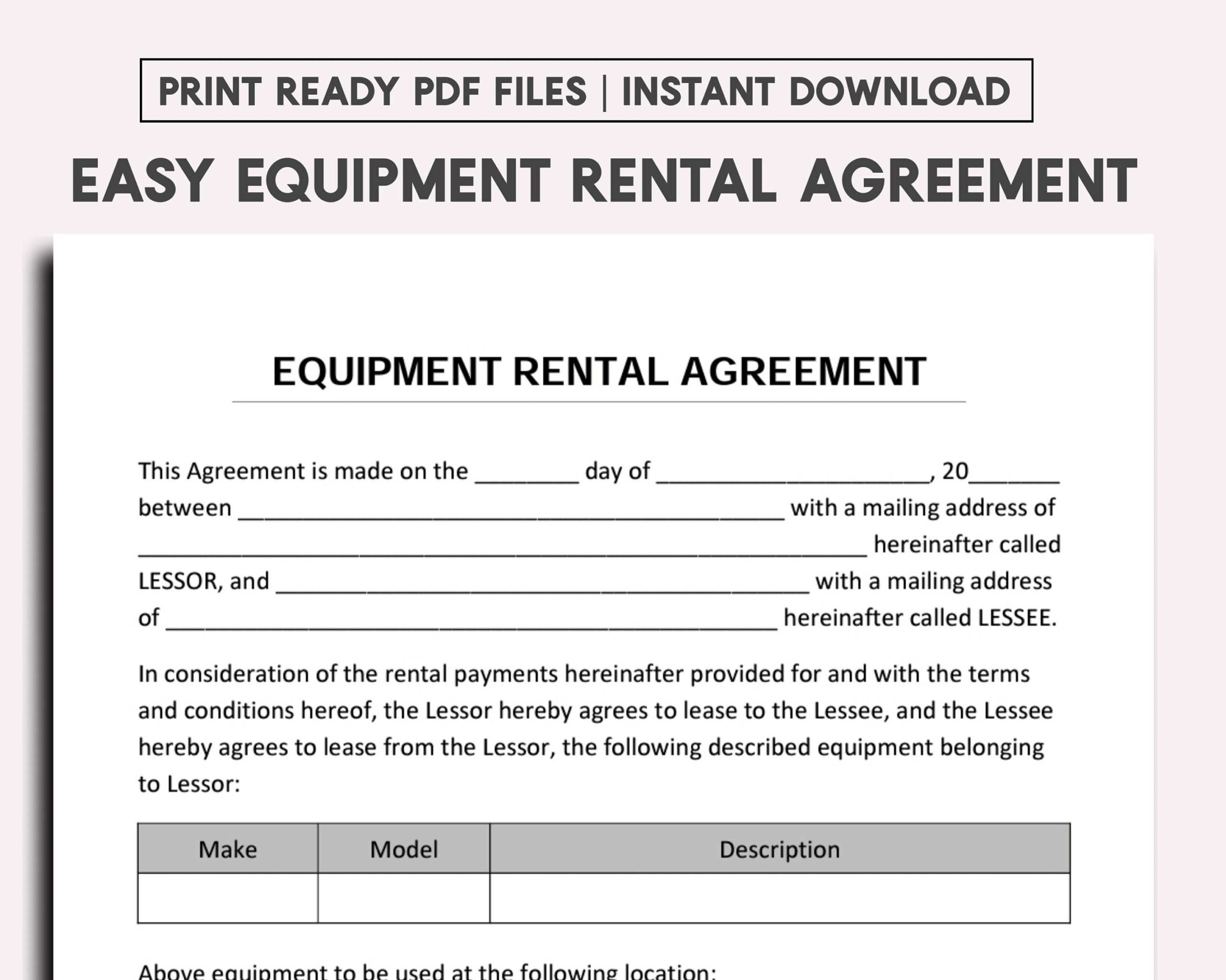 sample machine lease agreement template sample machine lease agreement template