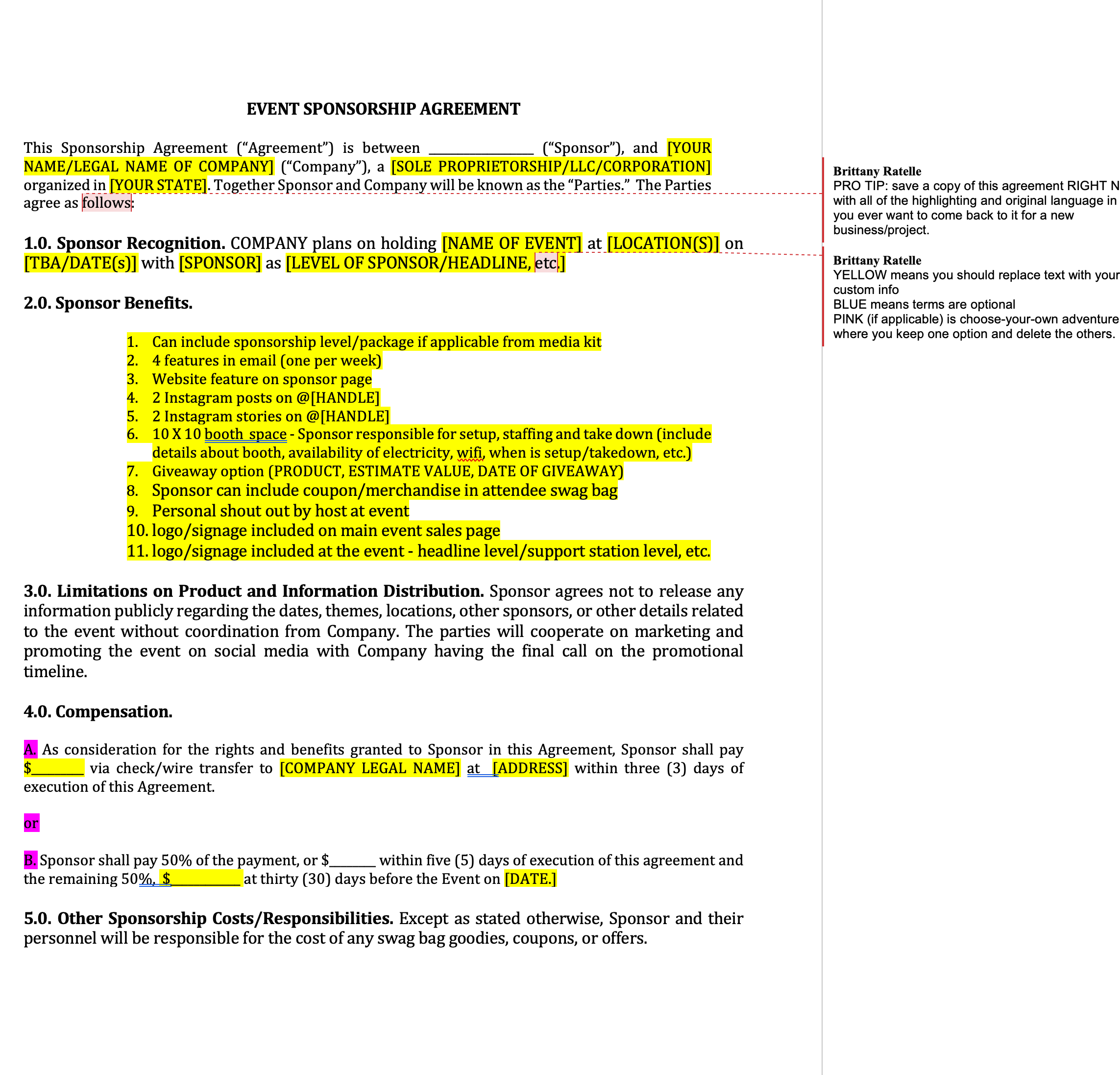 sample Sponsorship Agreement Template sample Sponsorship Agreement Template