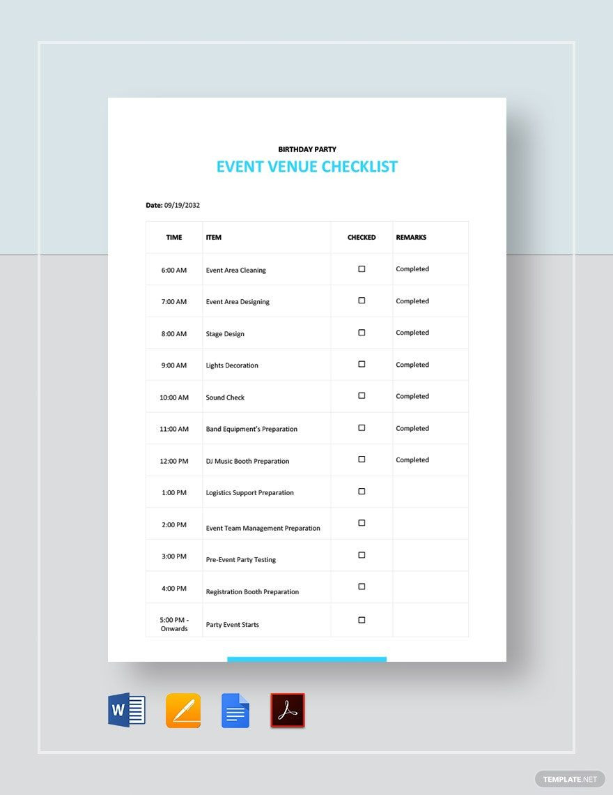 sample event venue checklist template sample event venue checklist template