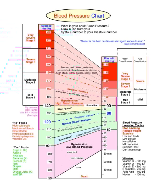 example of blood pressure chart template example of blood pressure chart template