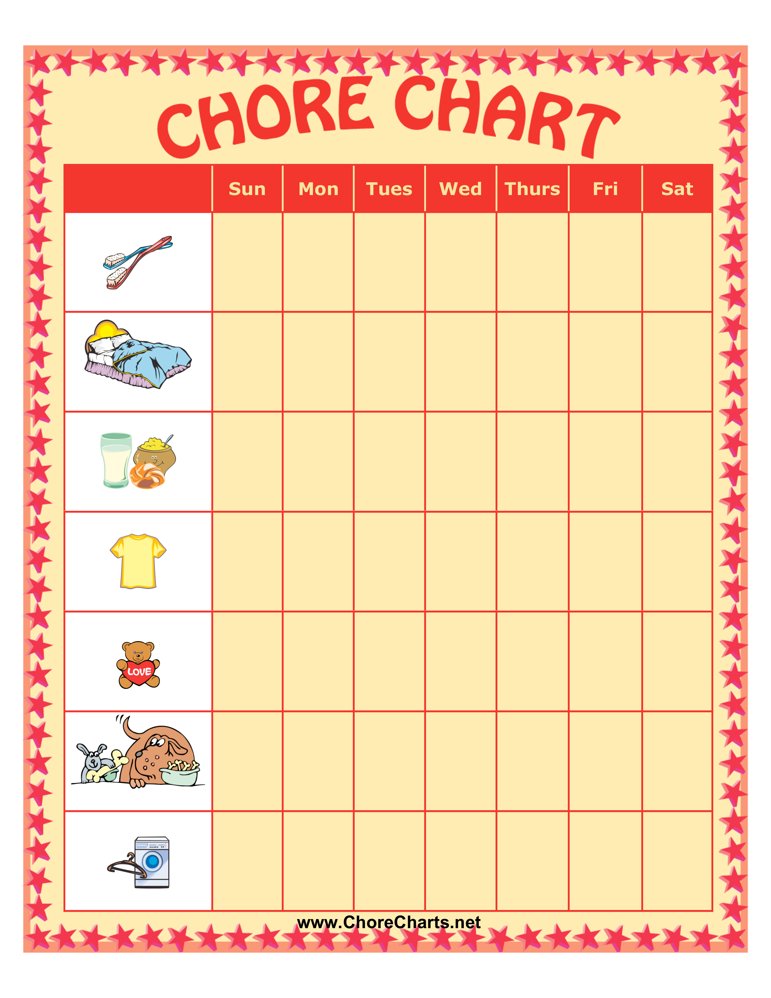 example of daily chores chart template example of daily chores chart template